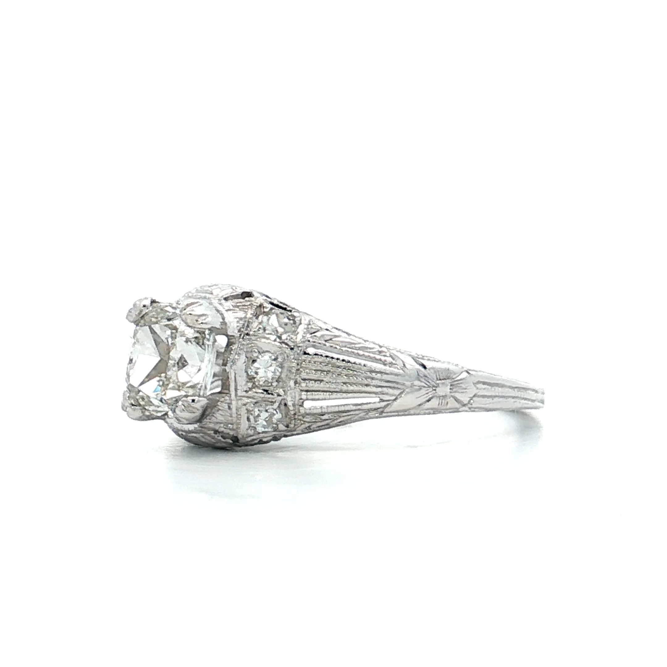 .85 Antique Cushion Cut Diamond Engagement Ring 18k - Image 2