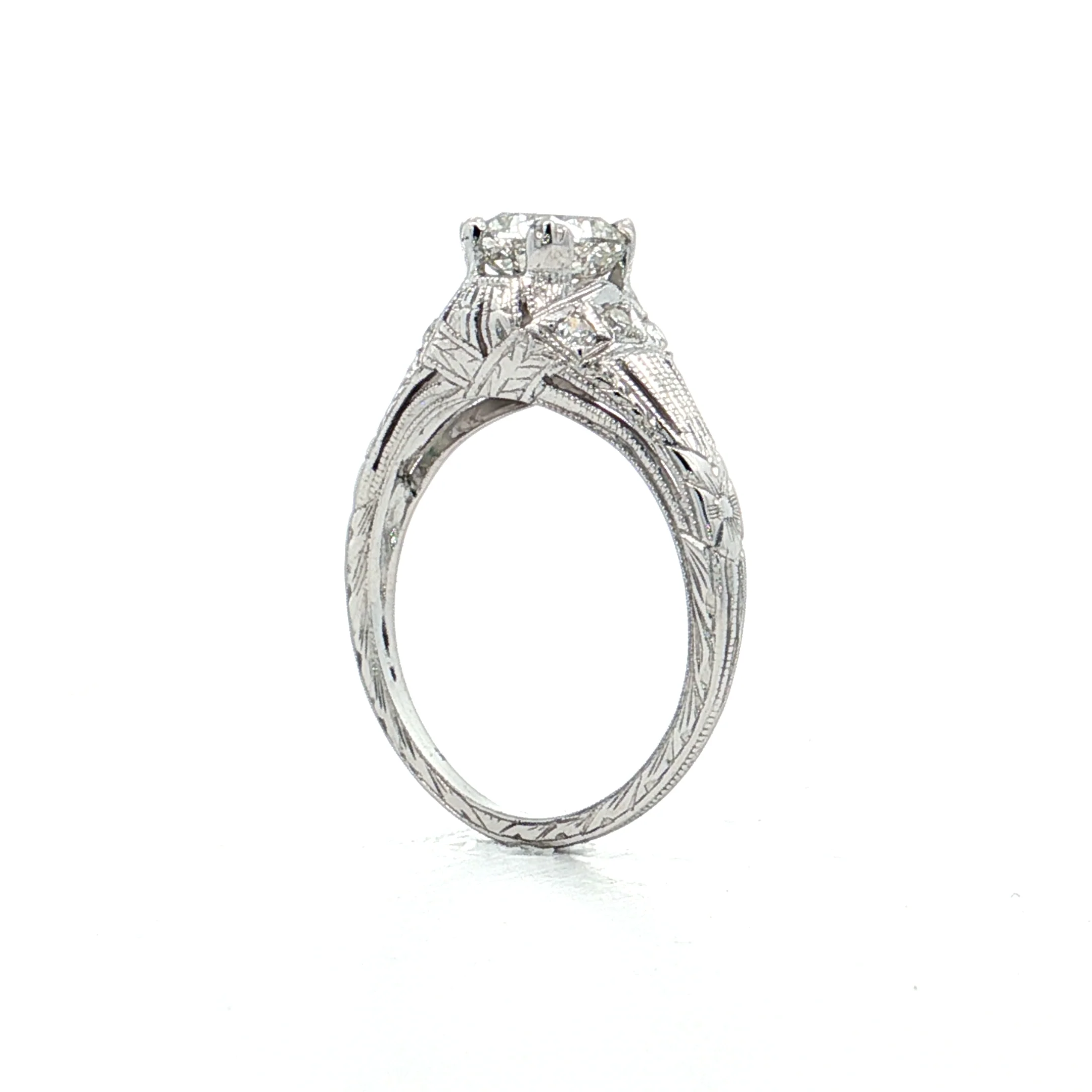 .85 Antique Cushion Cut Diamond Engagement Ring 18k - Image 5