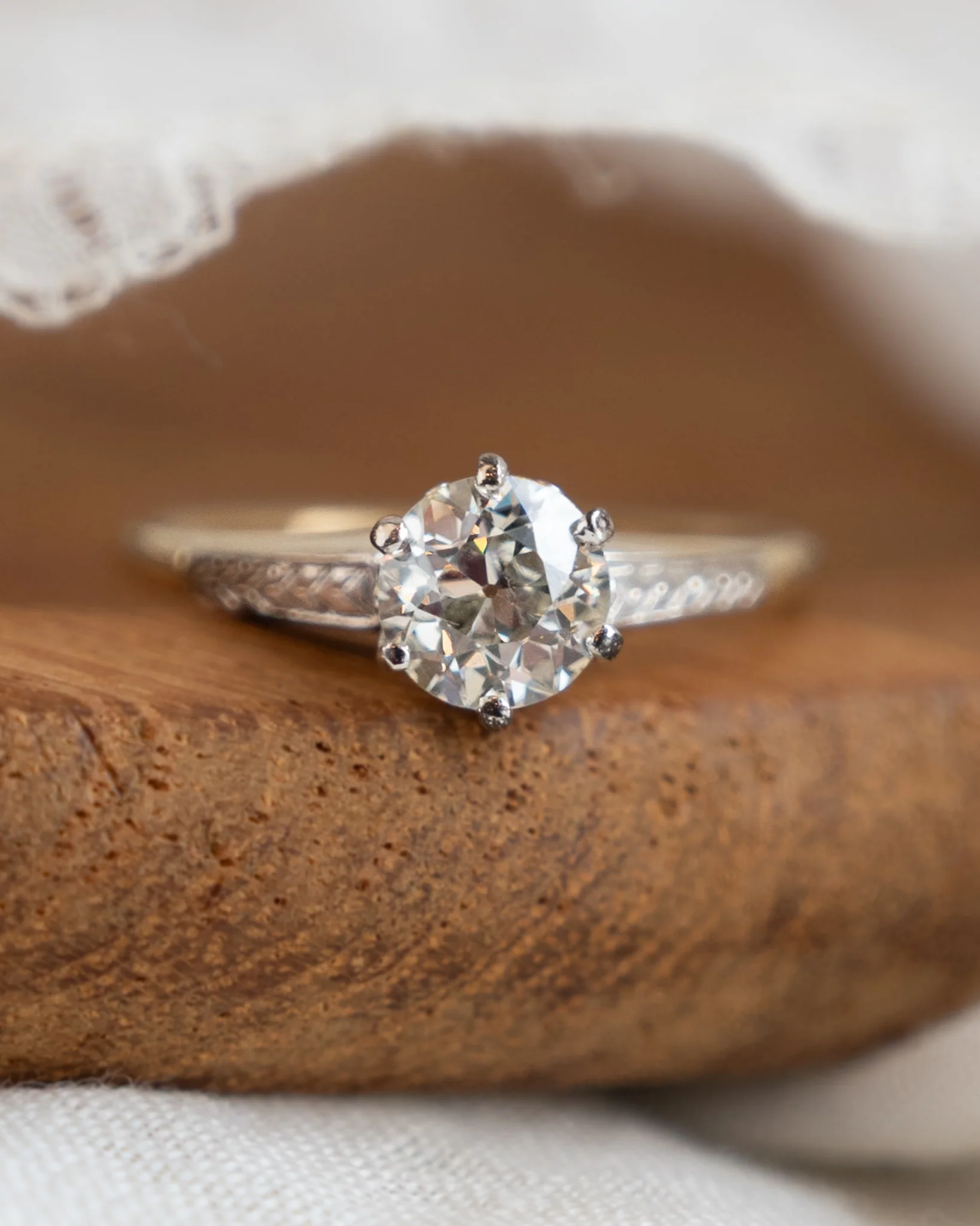 .85 Antique European Diamond Engagement Ring in 14k - Image 6