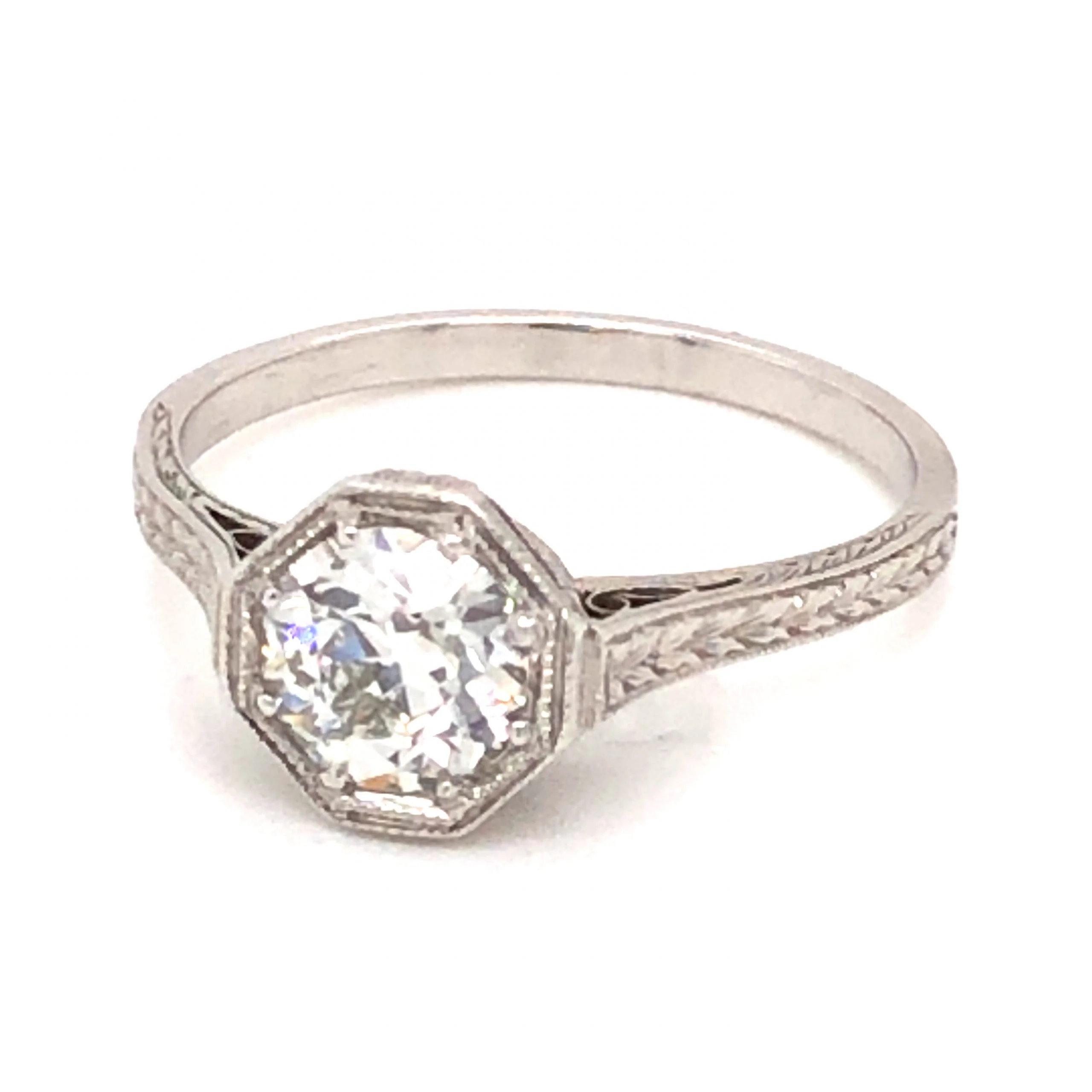 .85 Art Deco Diamond Engagement Ring in Platinum - Image 3