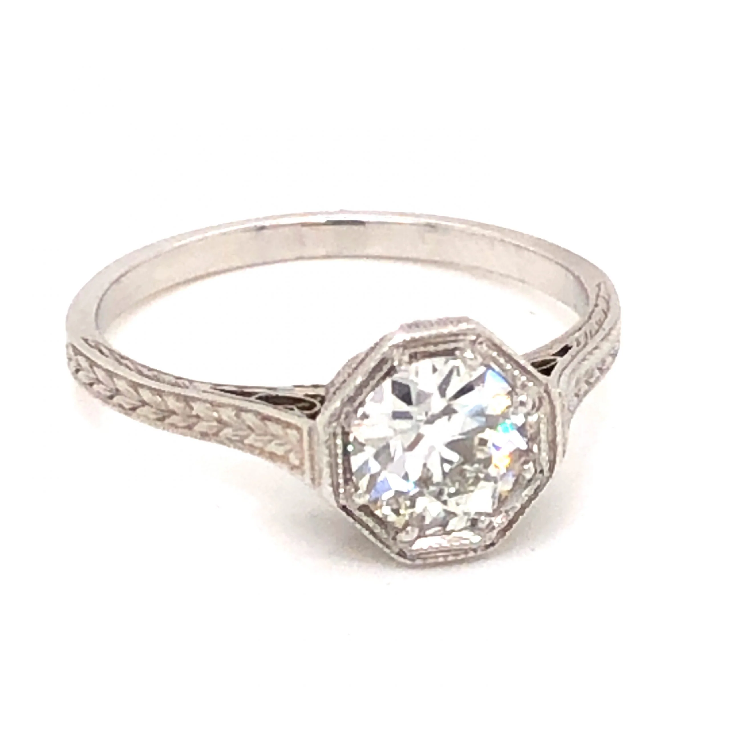 .85 Art Deco Diamond Engagement Ring in Platinum - Image 4