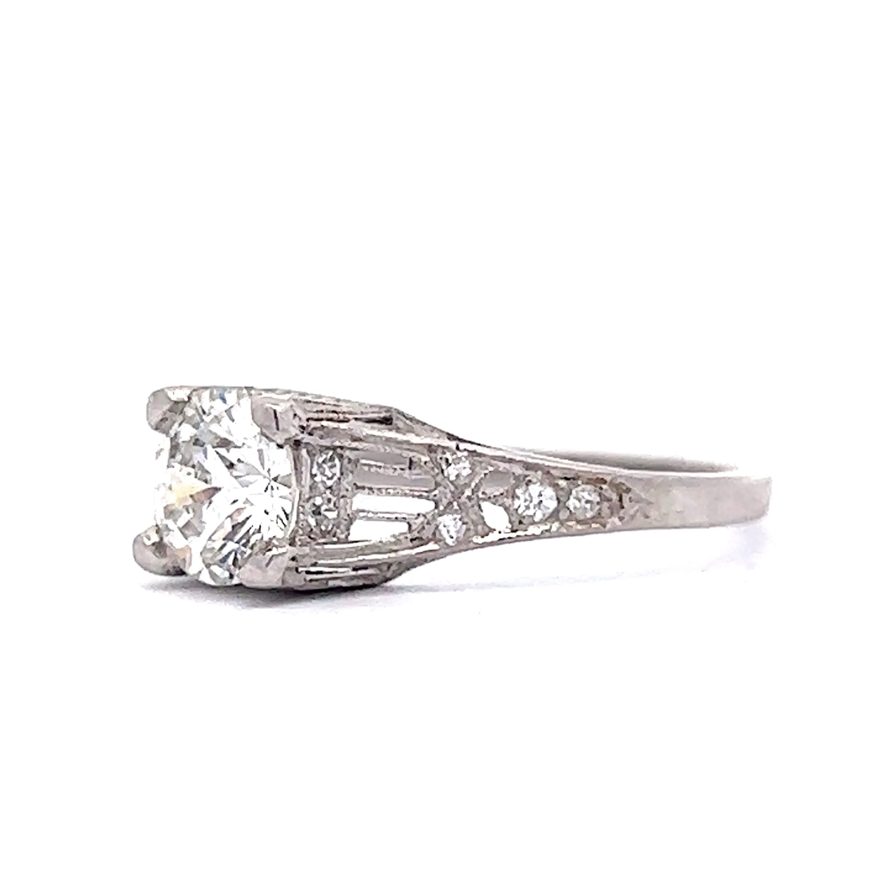 .85 Art Deco Filigree Diamond Engagement Ring in Platinum - Image 2