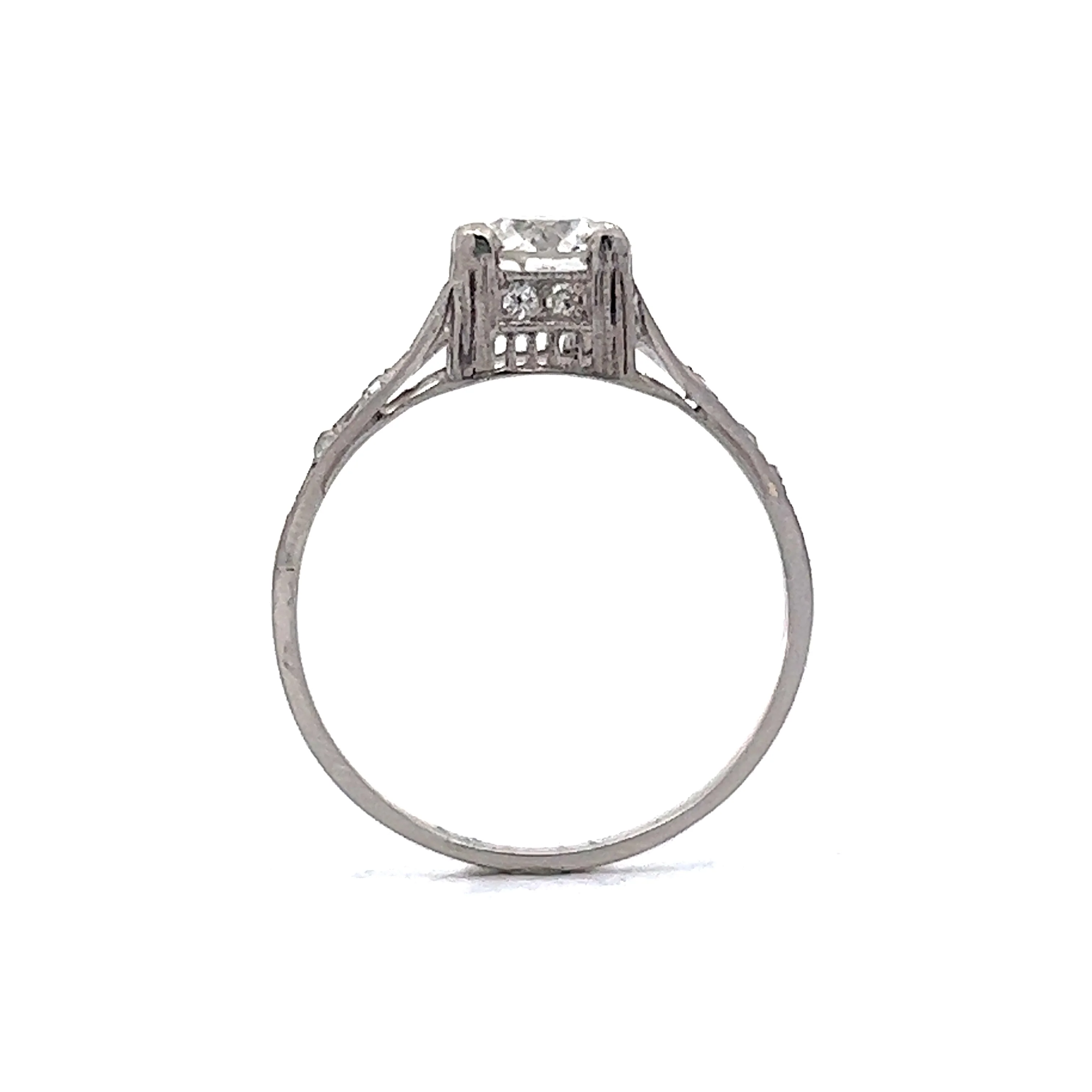 .85 Art Deco Filigree Diamond Engagement Ring in Platinum - Image 4