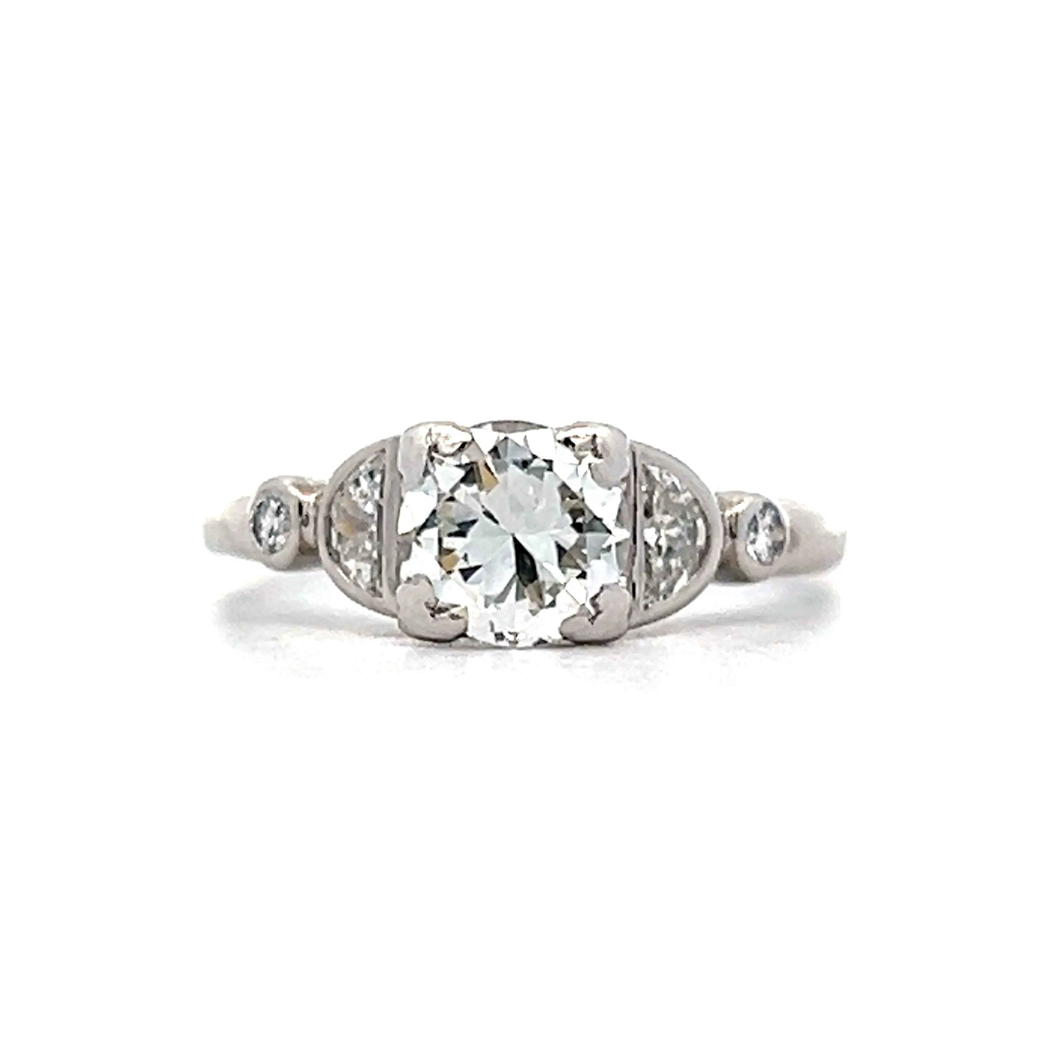 .85 Art Deco Transitional Diamond Engagement Ring in Platinum