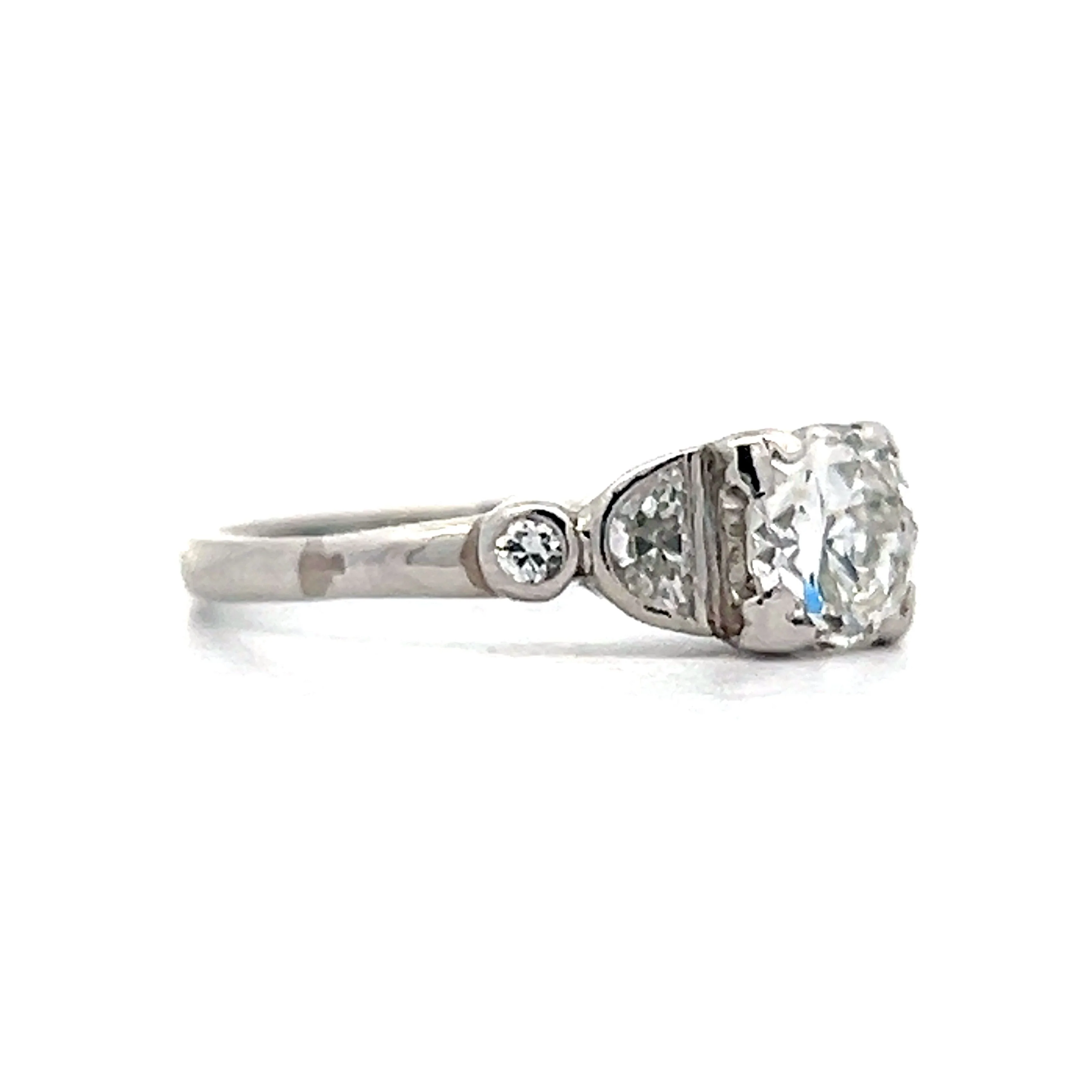 .85 Art Deco Transitional Diamond Engagement Ring in Platinum - Image 3