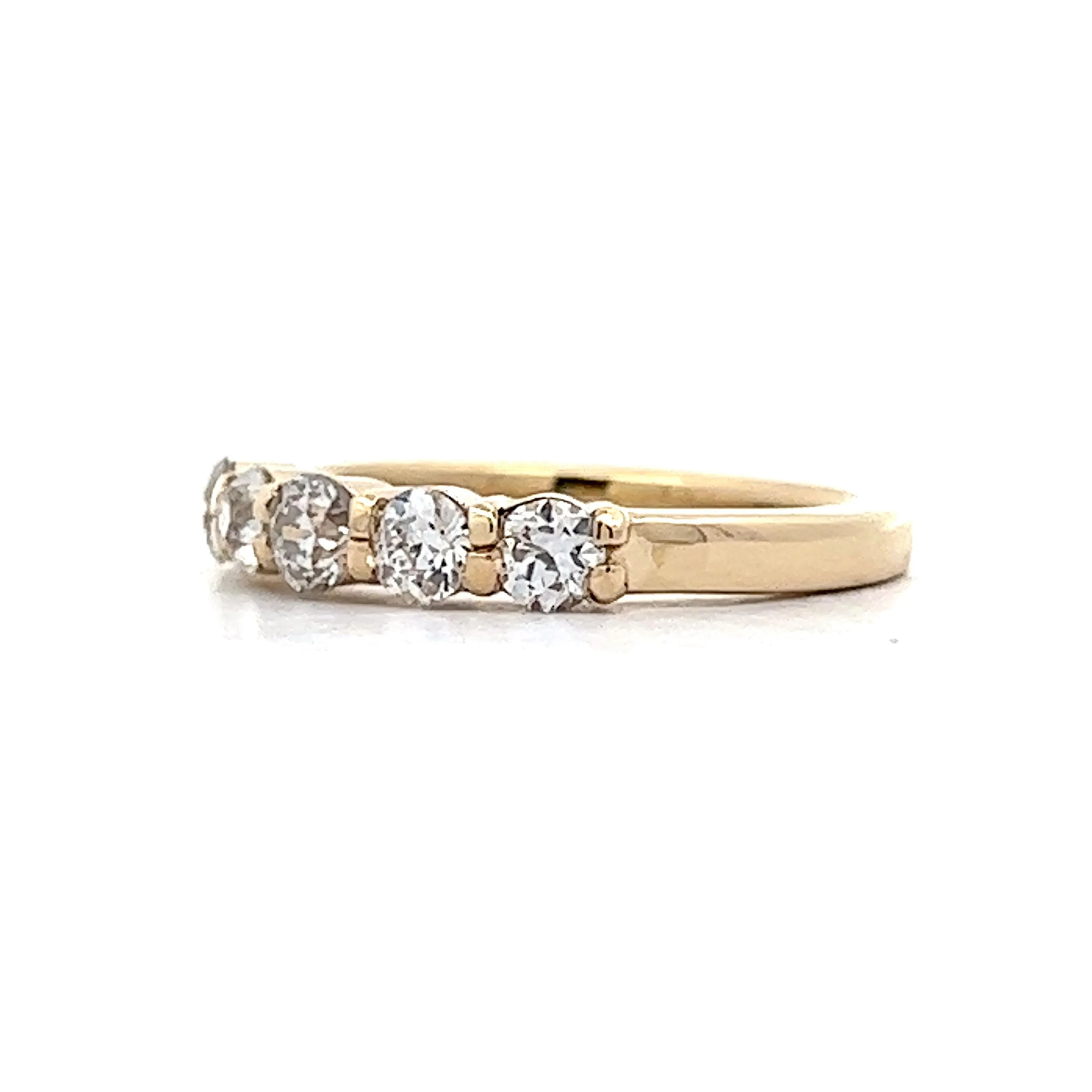 .85 Diamond Five Stone Wedding Band in 14k Yellow Gold - Image 2