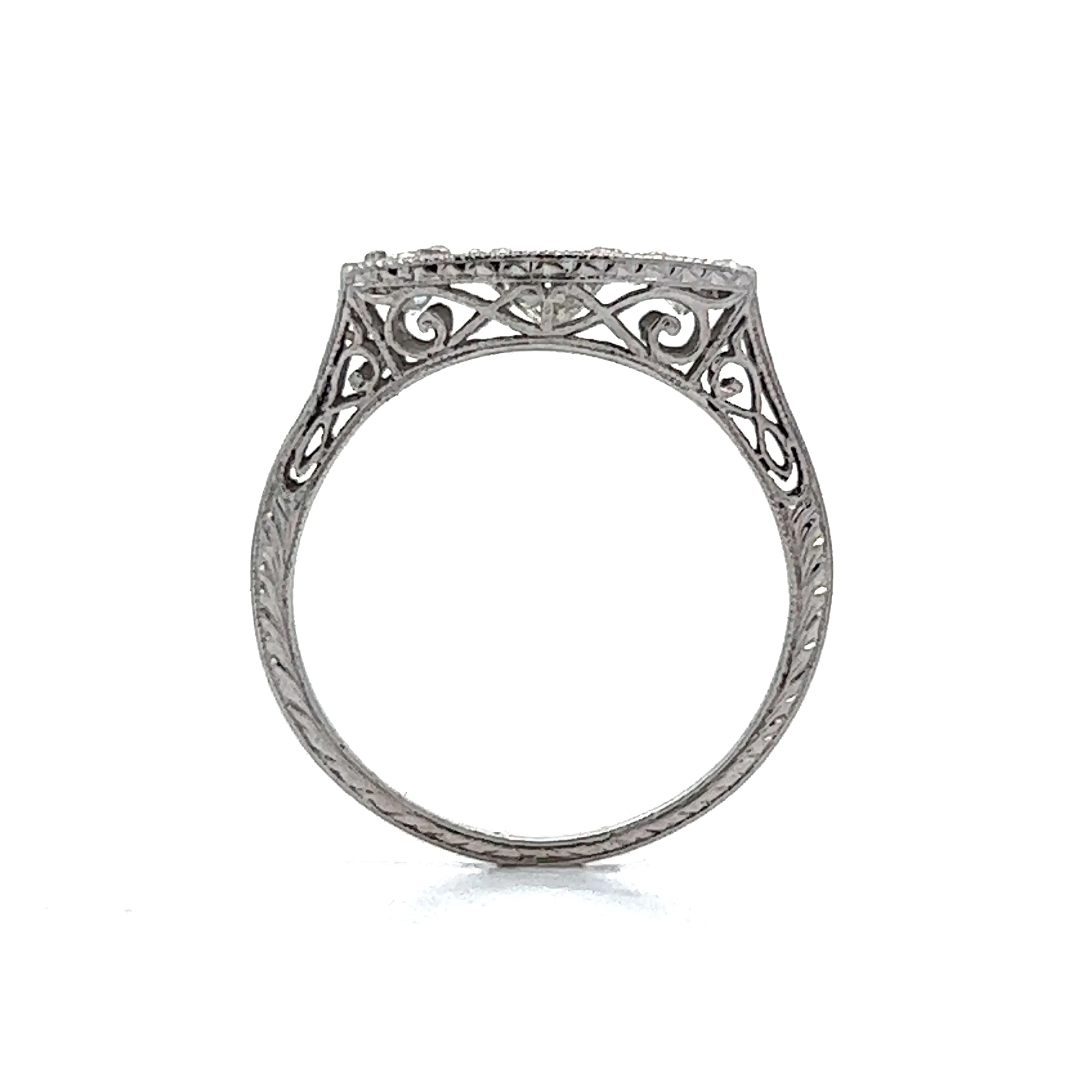 .85 Vintage Art Deco Three Stone Engagement Ring - Image 4