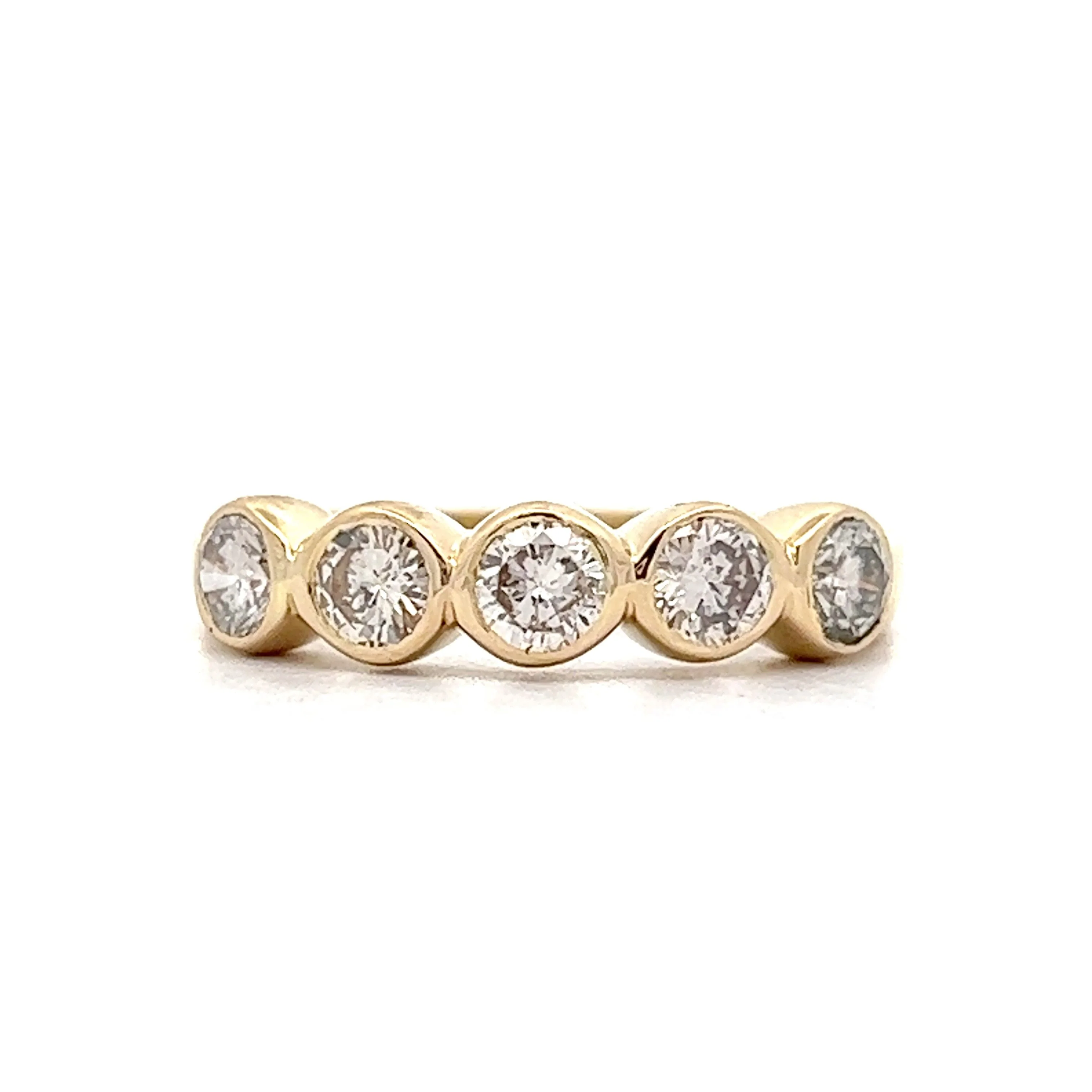 Five Stone Bezel Set Diamond Band in 14k Yellow Gold