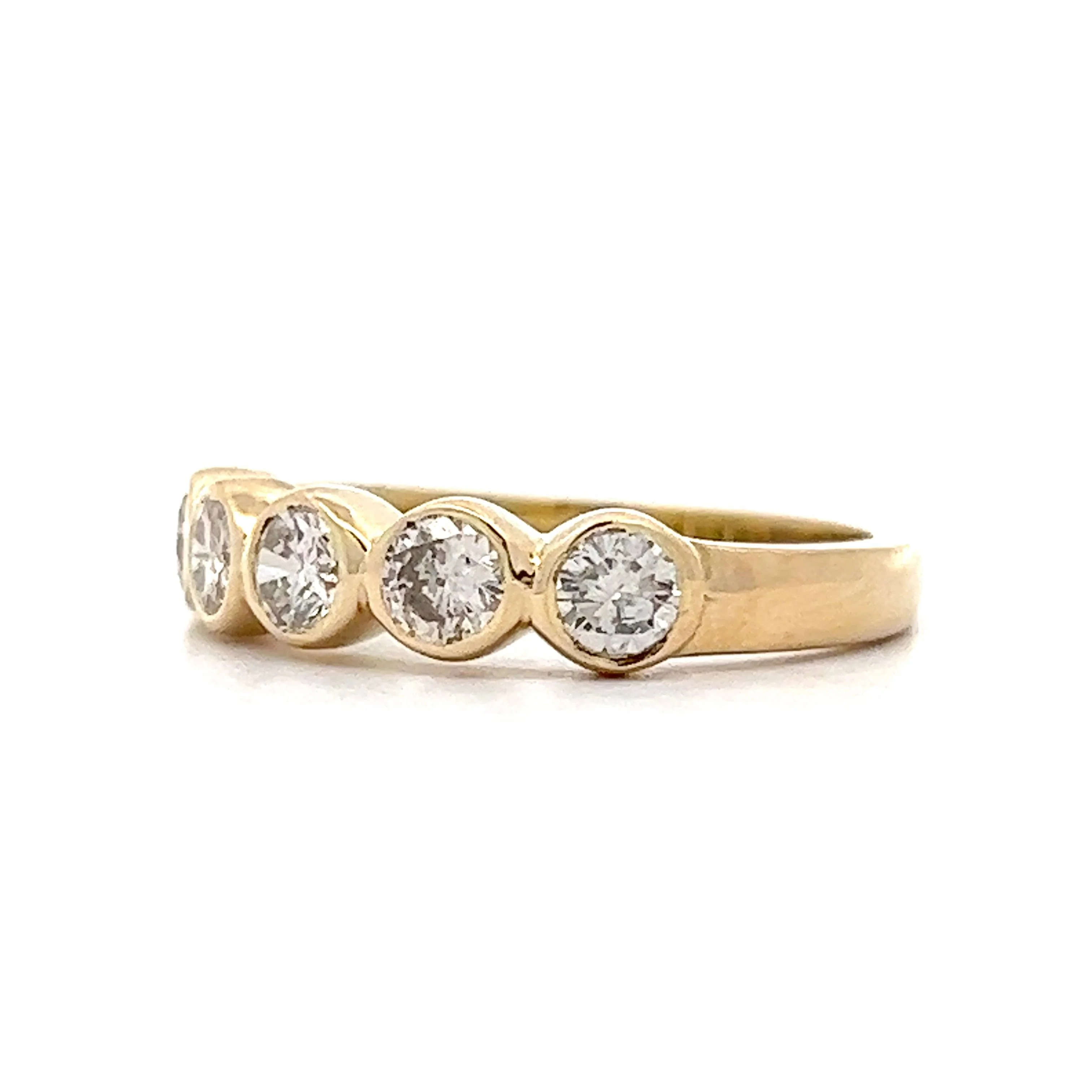Five Stone Bezel Set Diamond Band in 14k Yellow Gold - Image 2