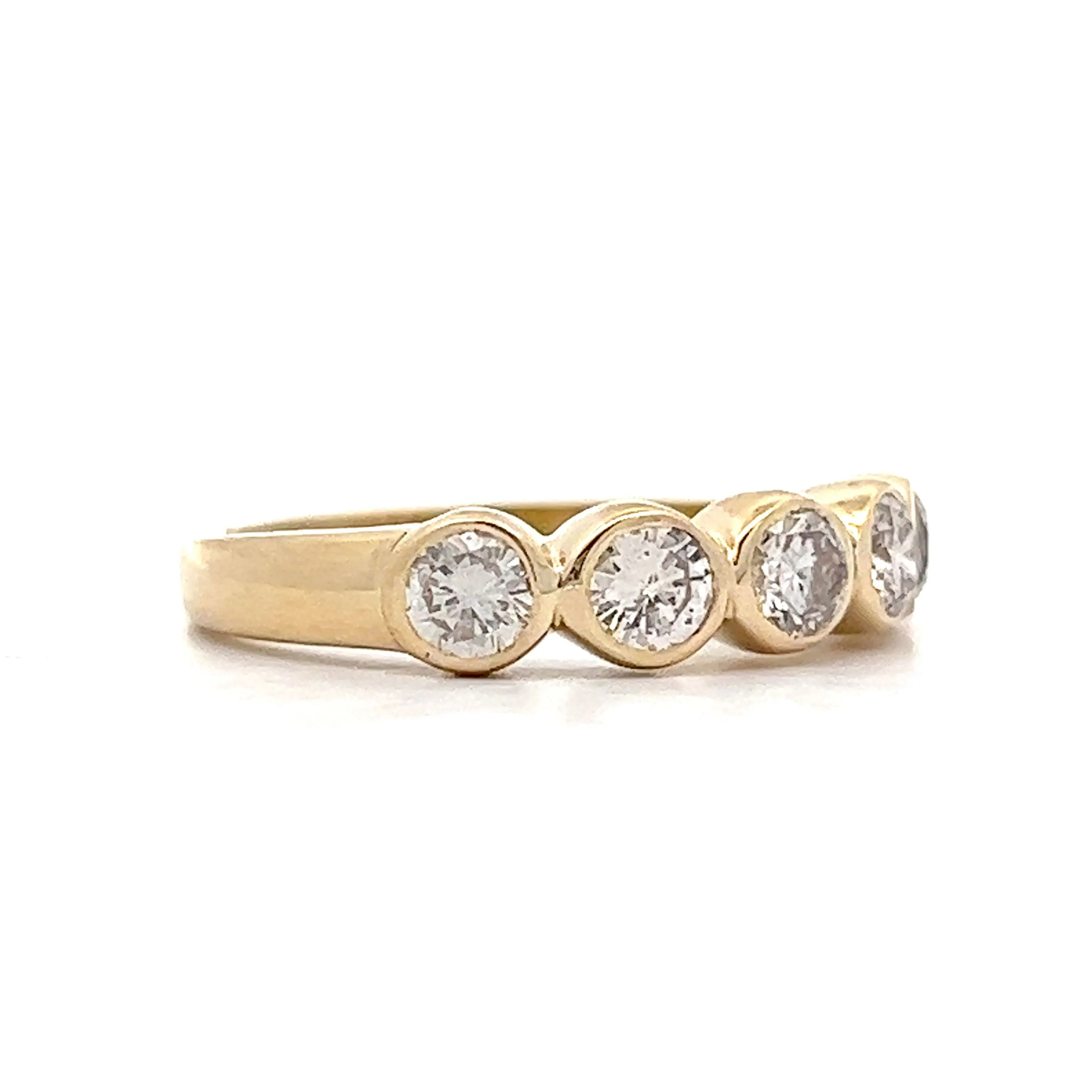 Five Stone Bezel Set Diamond Band in 14k Yellow Gold - Image 3