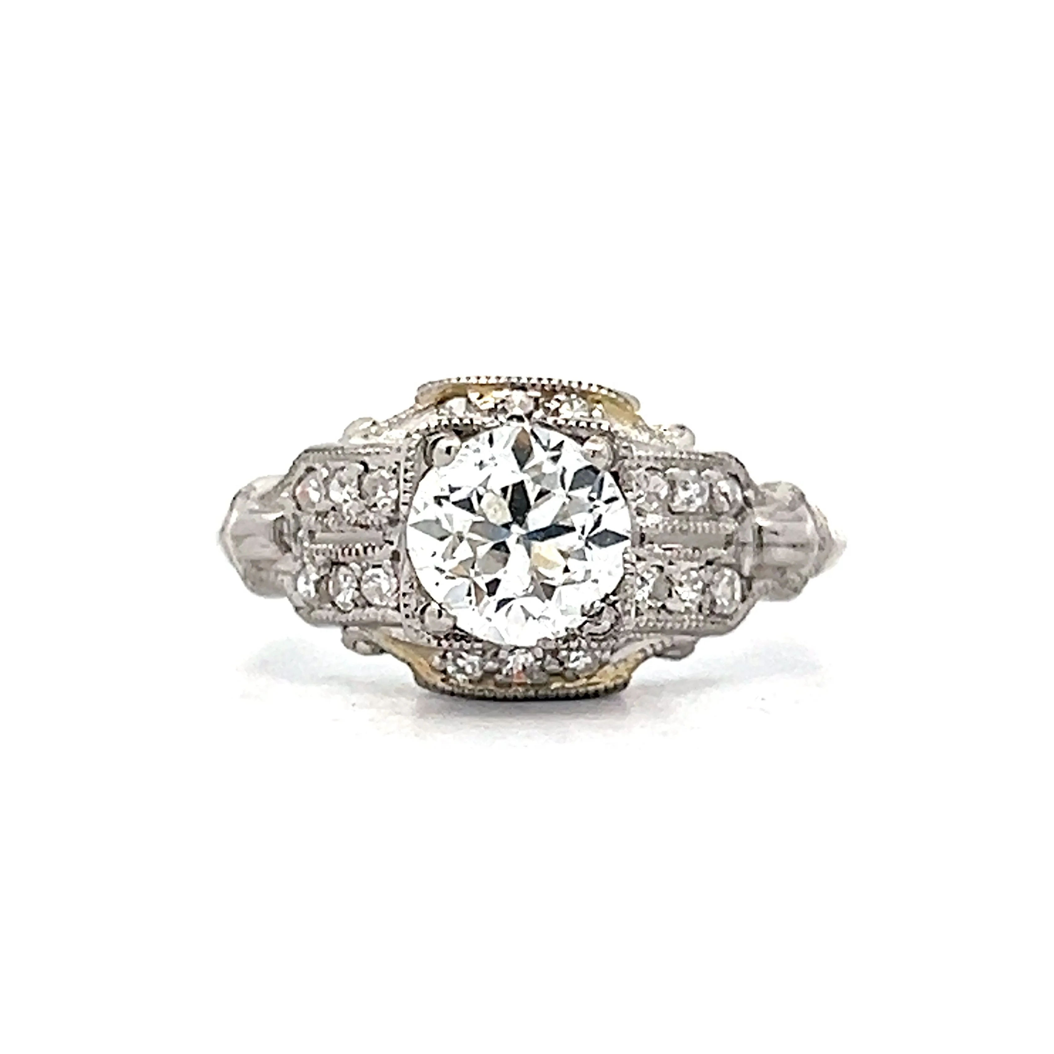 .86 Vintage Art Deco Diamond Engagement Ring in Platinum