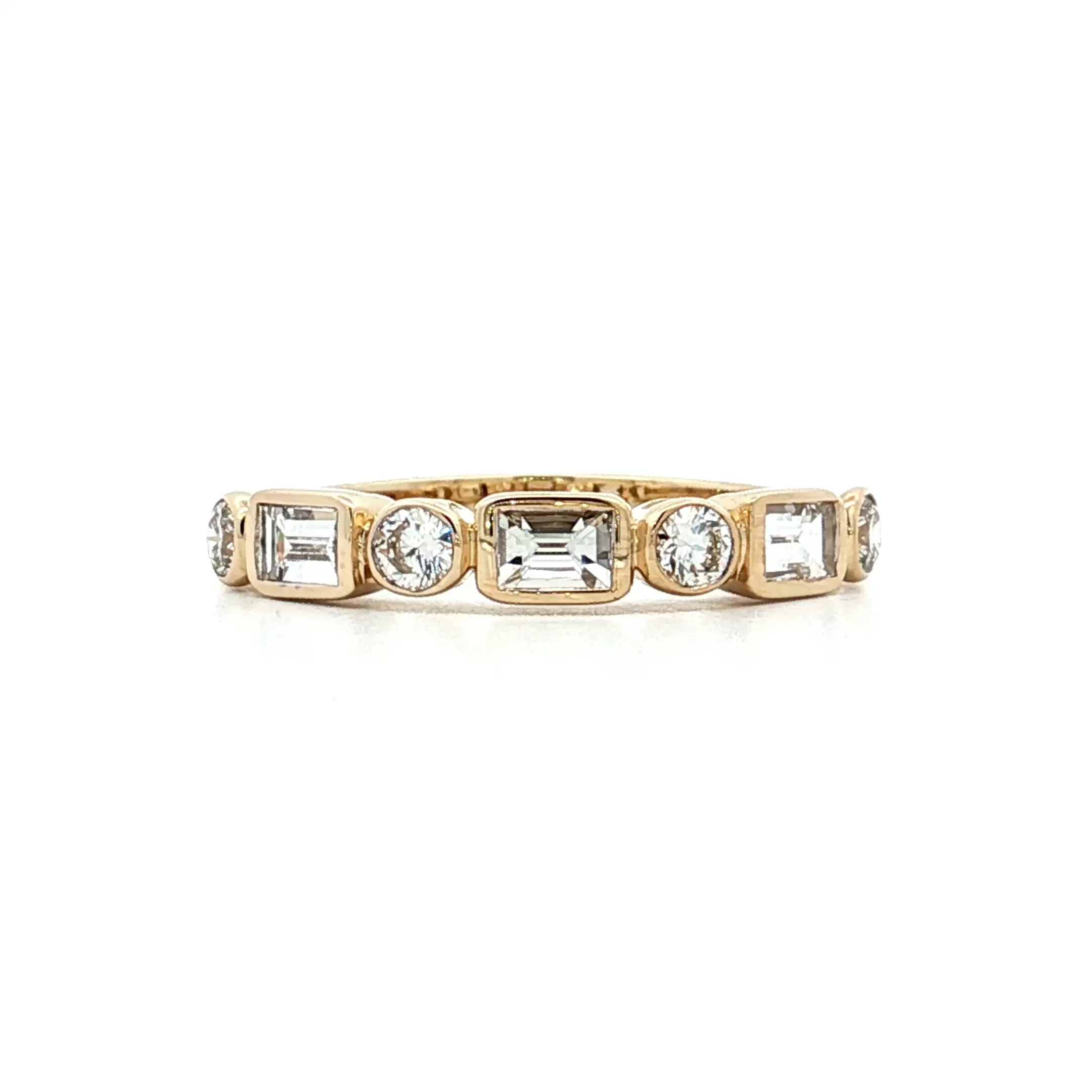 .86 Baguette & Round Diamond Bezel Wedding Band 14k