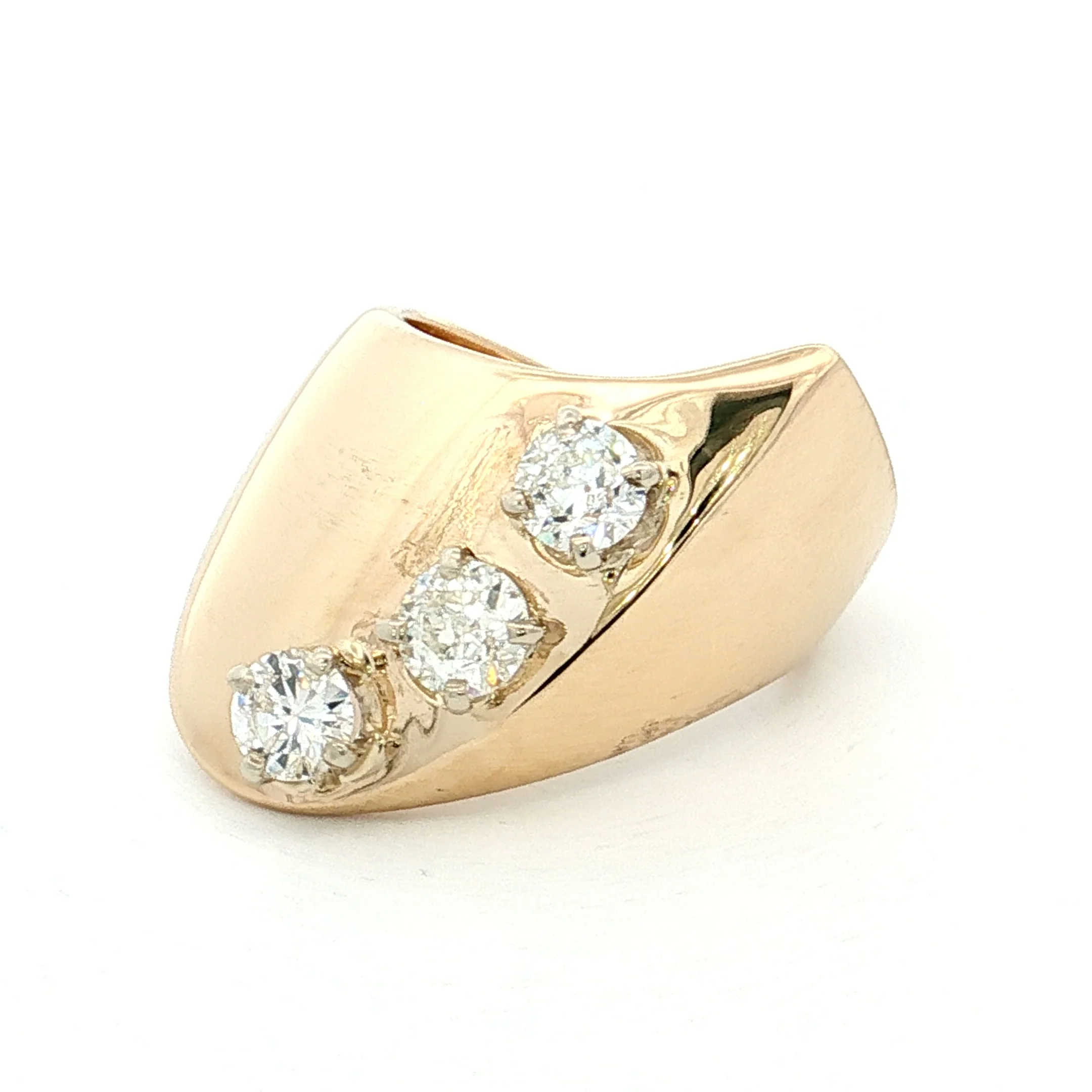.86 Diamond Three Stone Cocktail Ring 14k Yellow Gold - Image 2