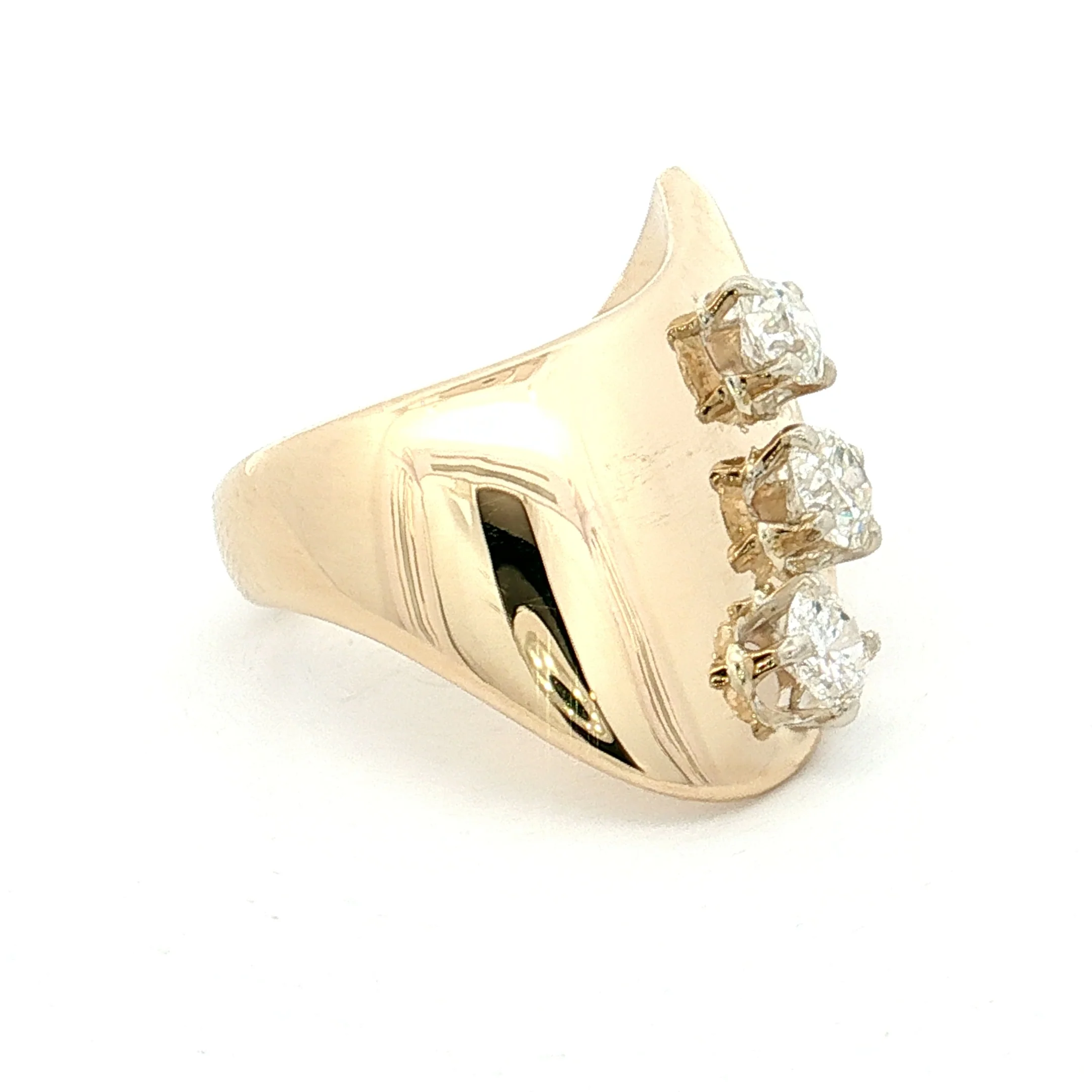 .86 Diamond Three Stone Cocktail Ring 14k Yellow Gold - Image 3