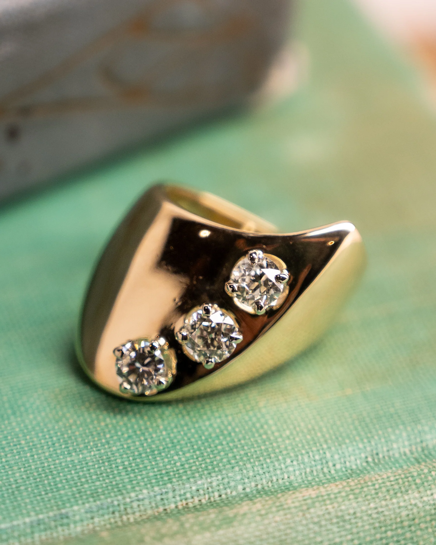.86 Diamond Three Stone Cocktail Ring 14k Yellow Gold - Image 6