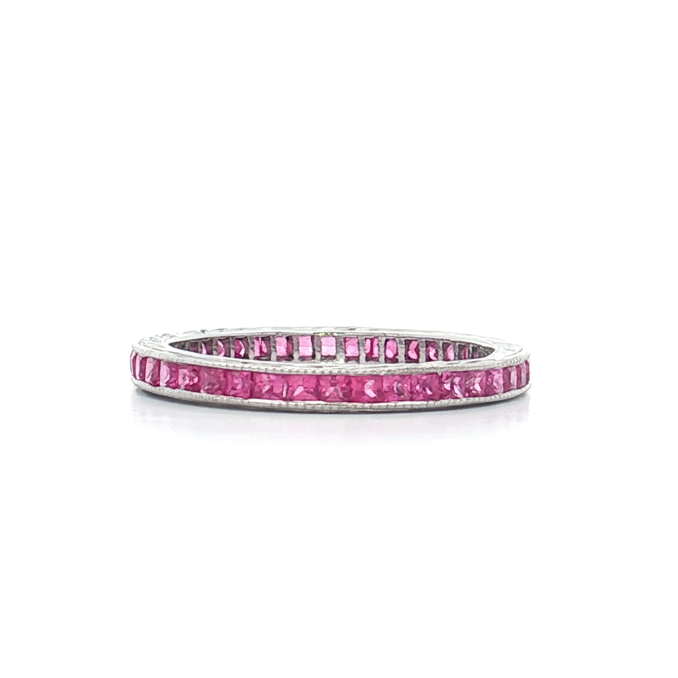 .86 French Cut Pink Sapphire Eternity Band 18k - Image 2