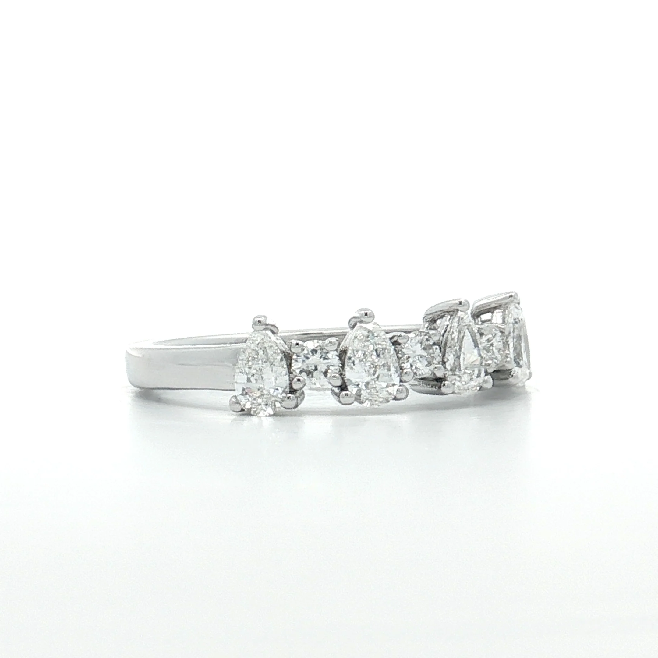 .86 Pear & Round Diamond Wedding Band 18k - Image 3