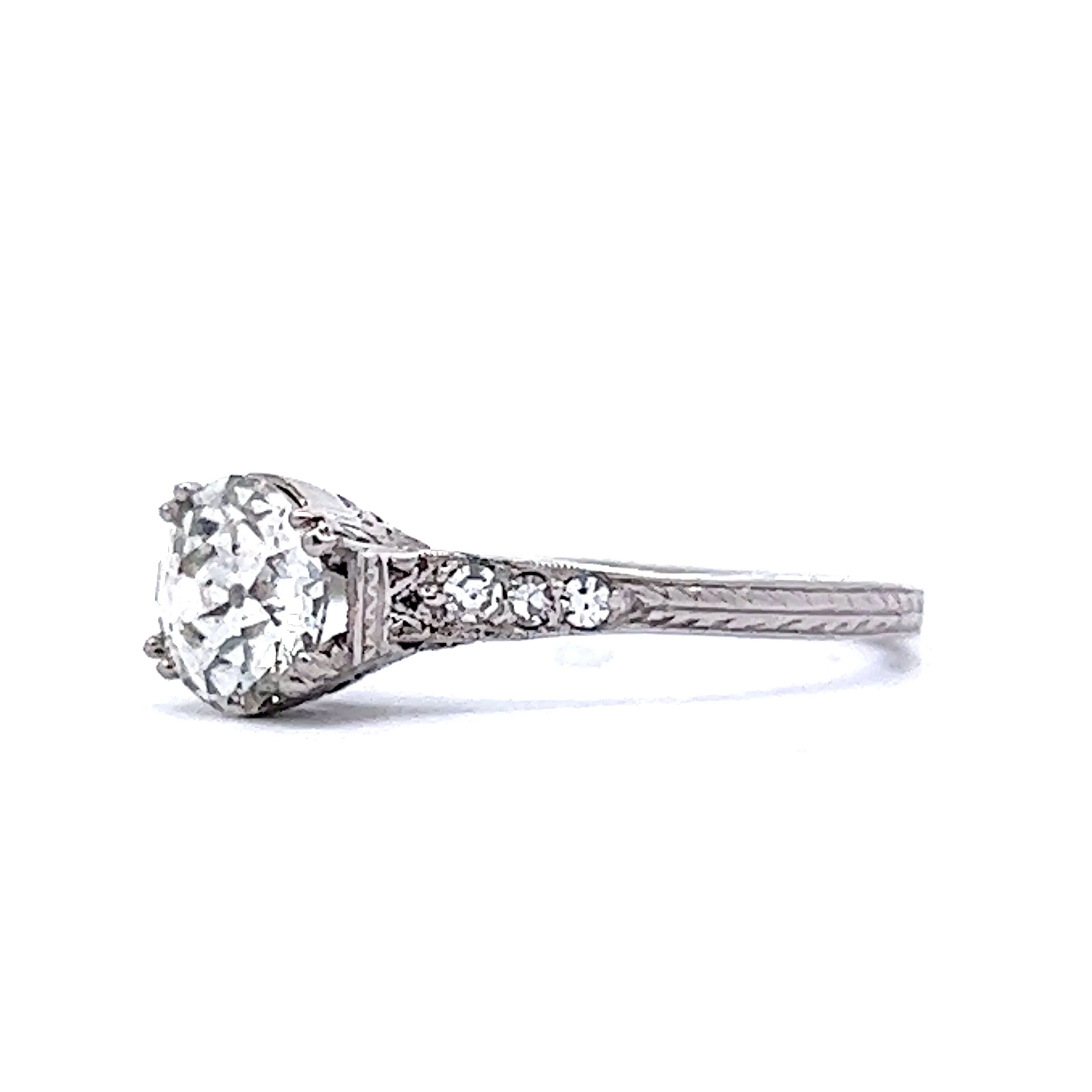 Vintage .86 European Cut Diamond Engagement Ring in Platinum - Image 2