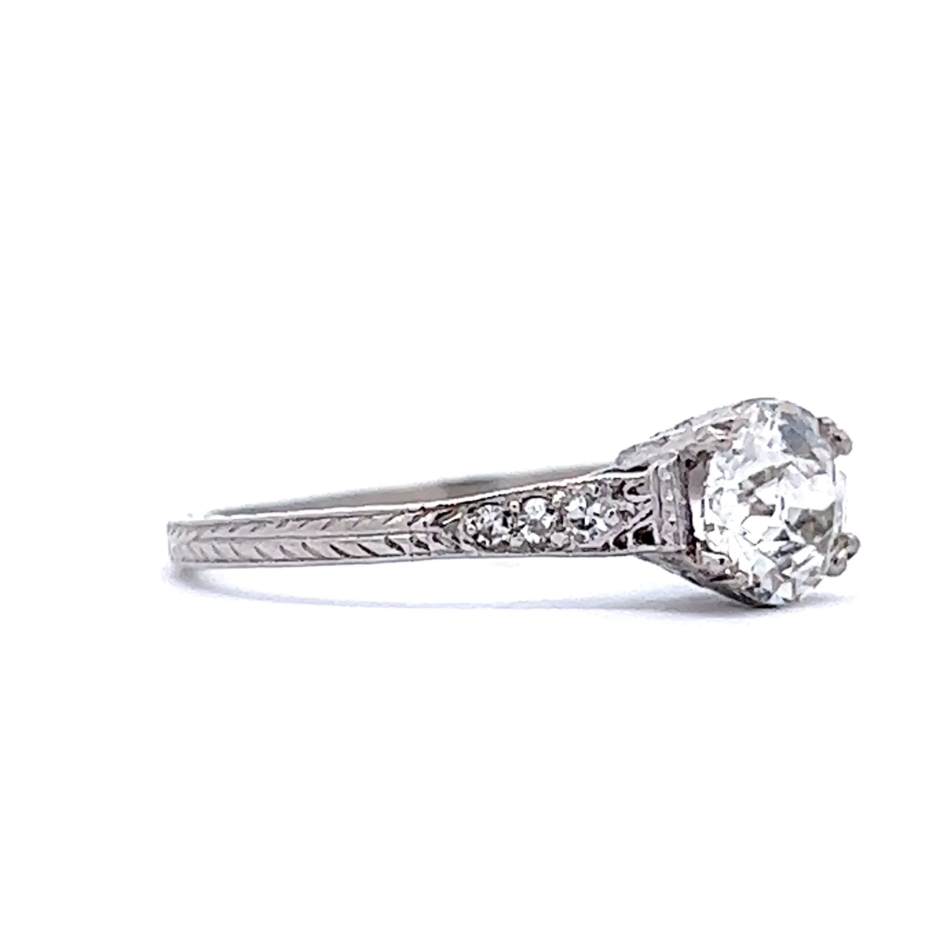 Vintage .86 European Cut Diamond Engagement Ring in Platinum - Image 3