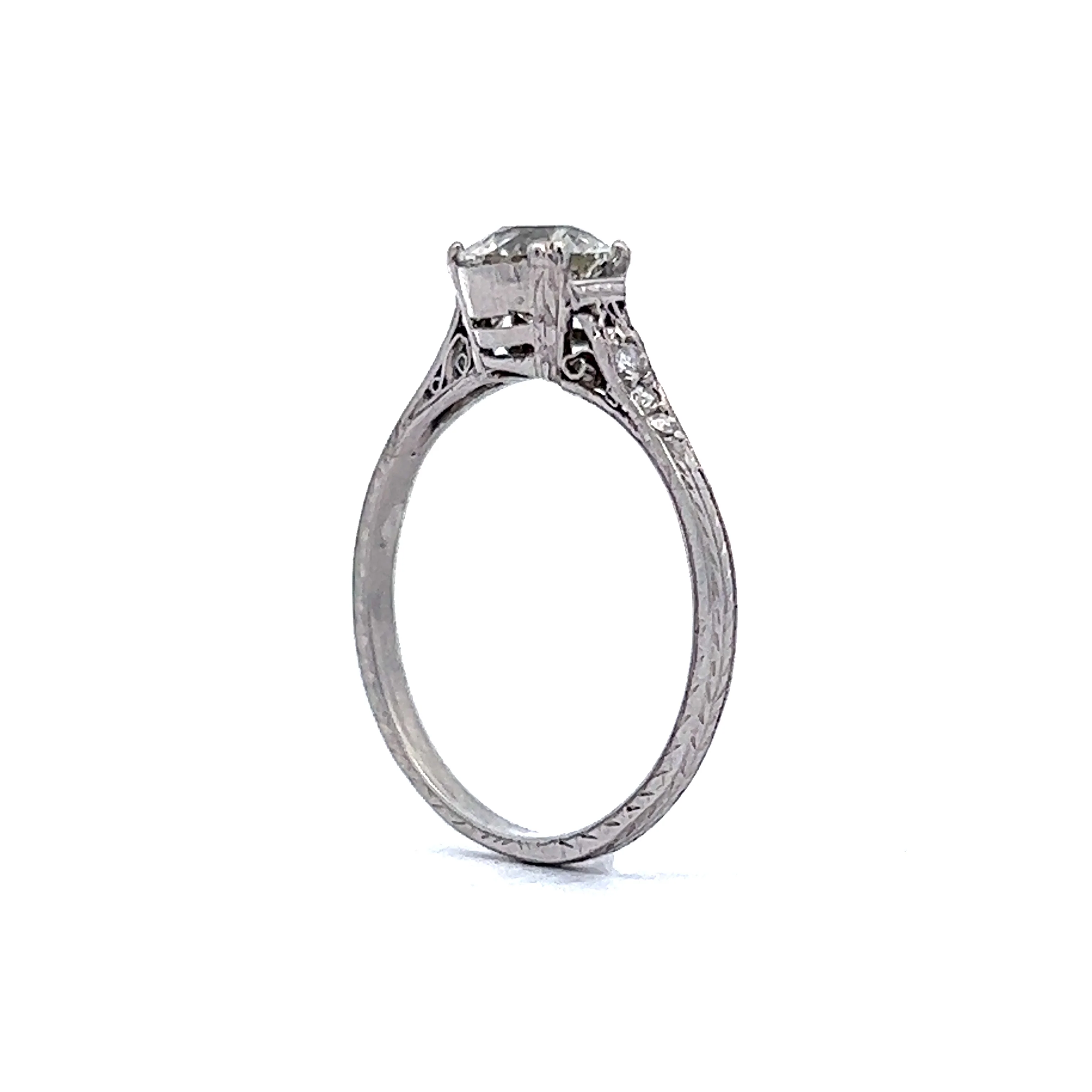 Vintage .86 European Cut Diamond Engagement Ring in Platinum - Image 4