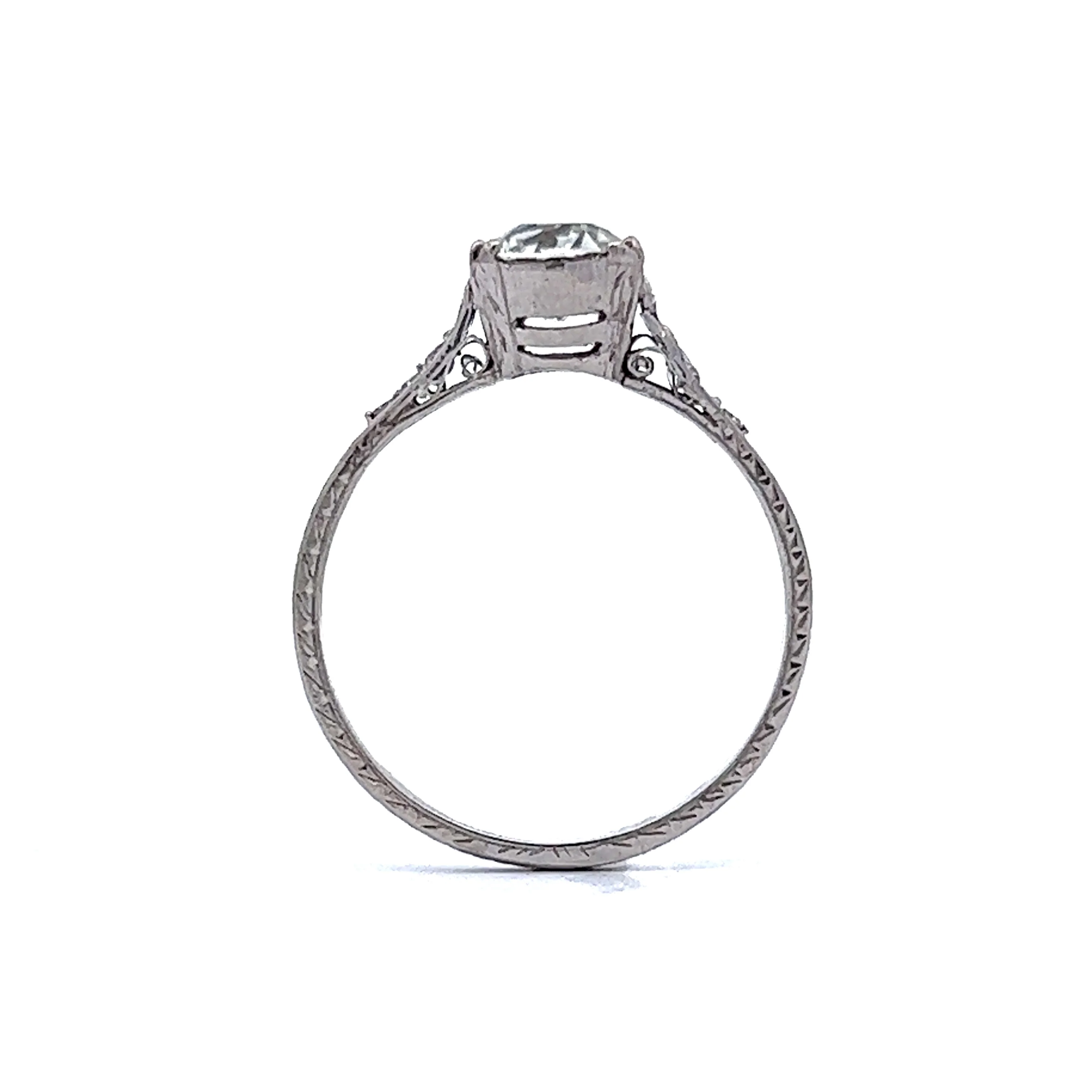 Vintage .86 European Cut Diamond Engagement Ring in Platinum - Image 5