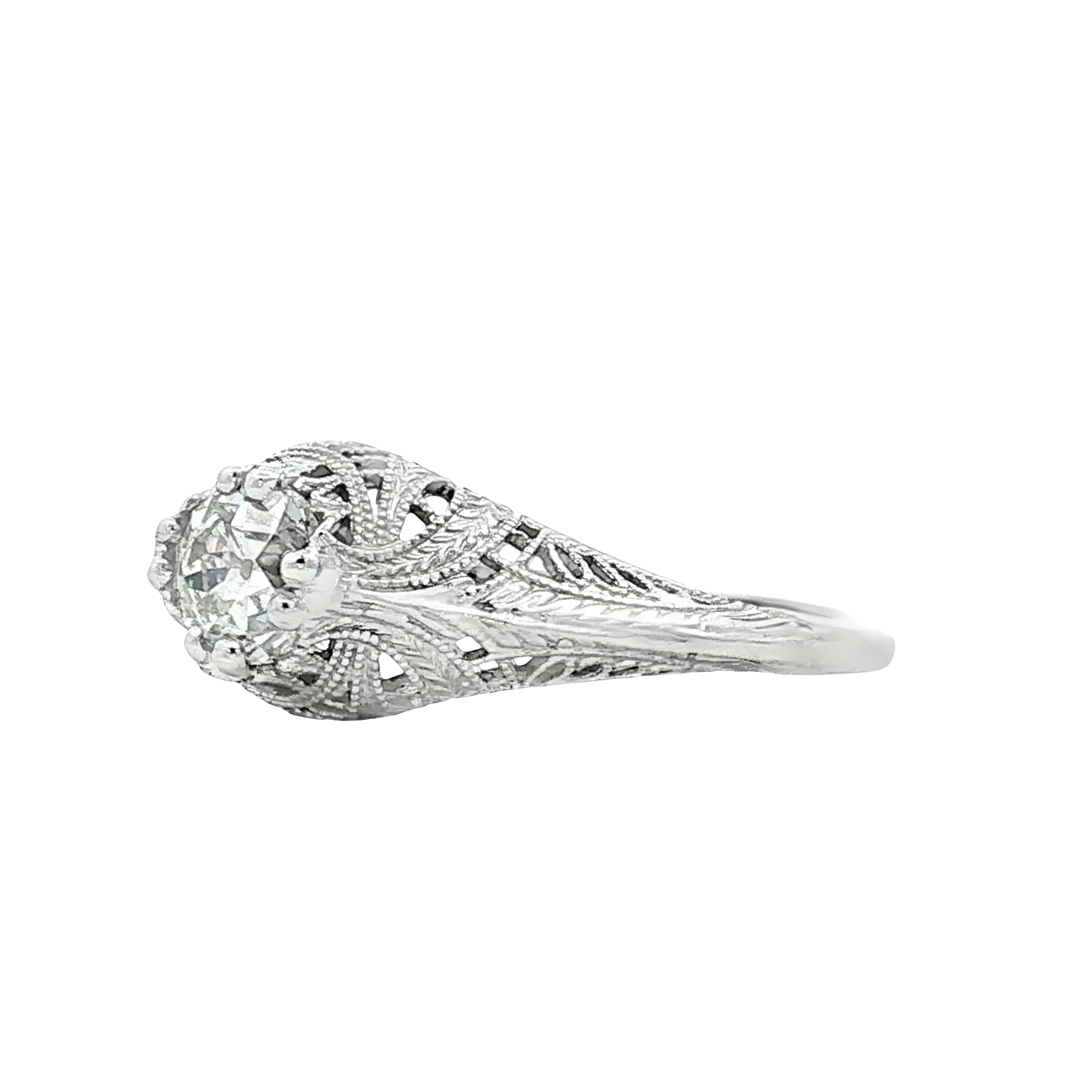 .87 Antique Deco European Diamond Engagement Ring 18k - Image 2