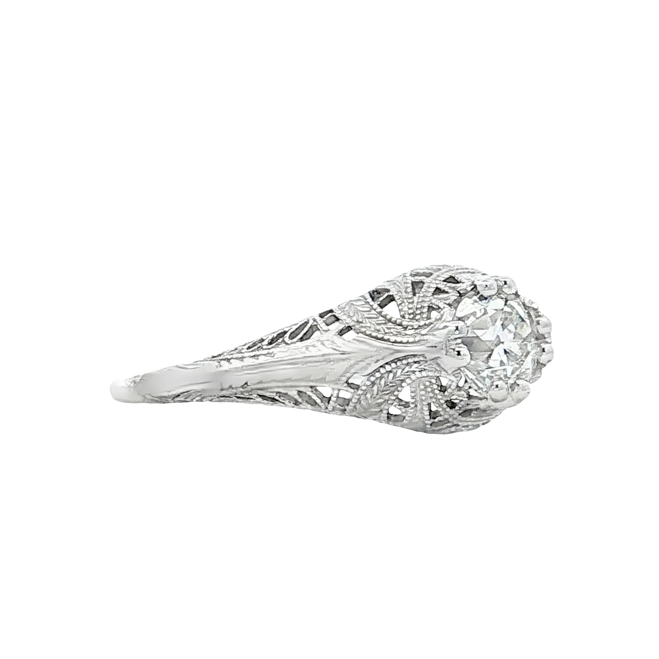 .87 Antique Deco European Diamond Engagement Ring 18k - Image 3