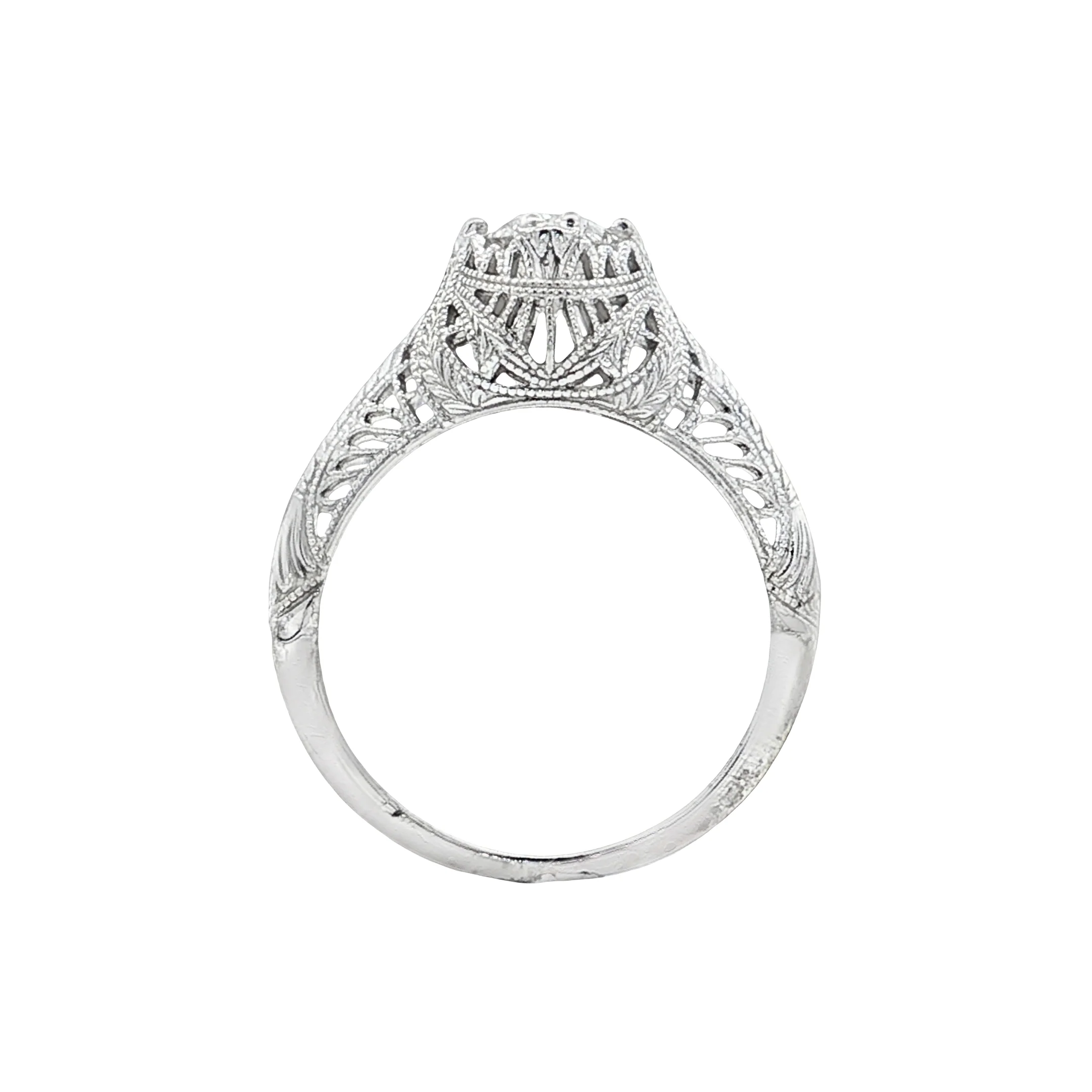 .87 Antique Deco European Diamond Engagement Ring 18k - Image 4