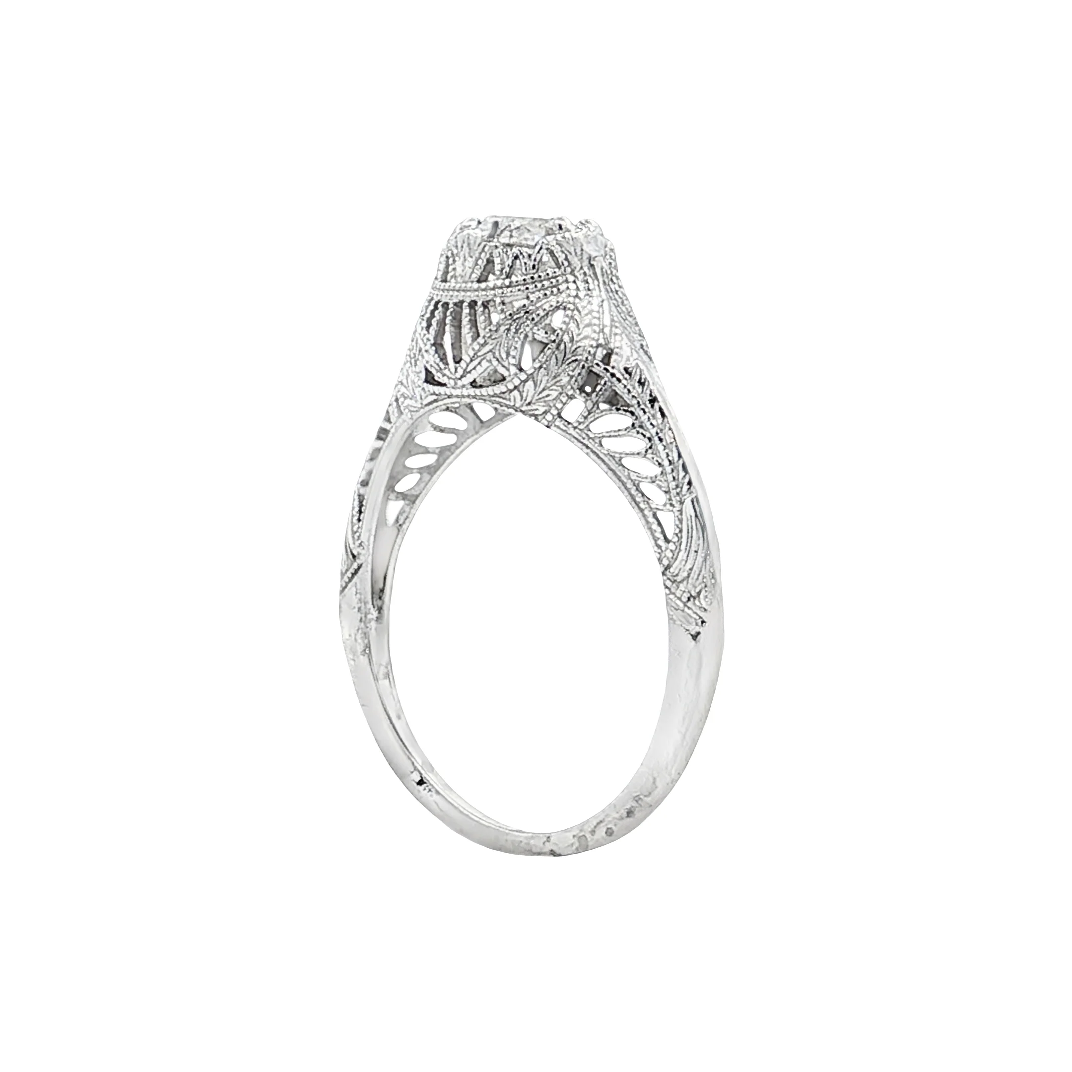 .87 Antique Deco European Diamond Engagement Ring 18k - Image 5