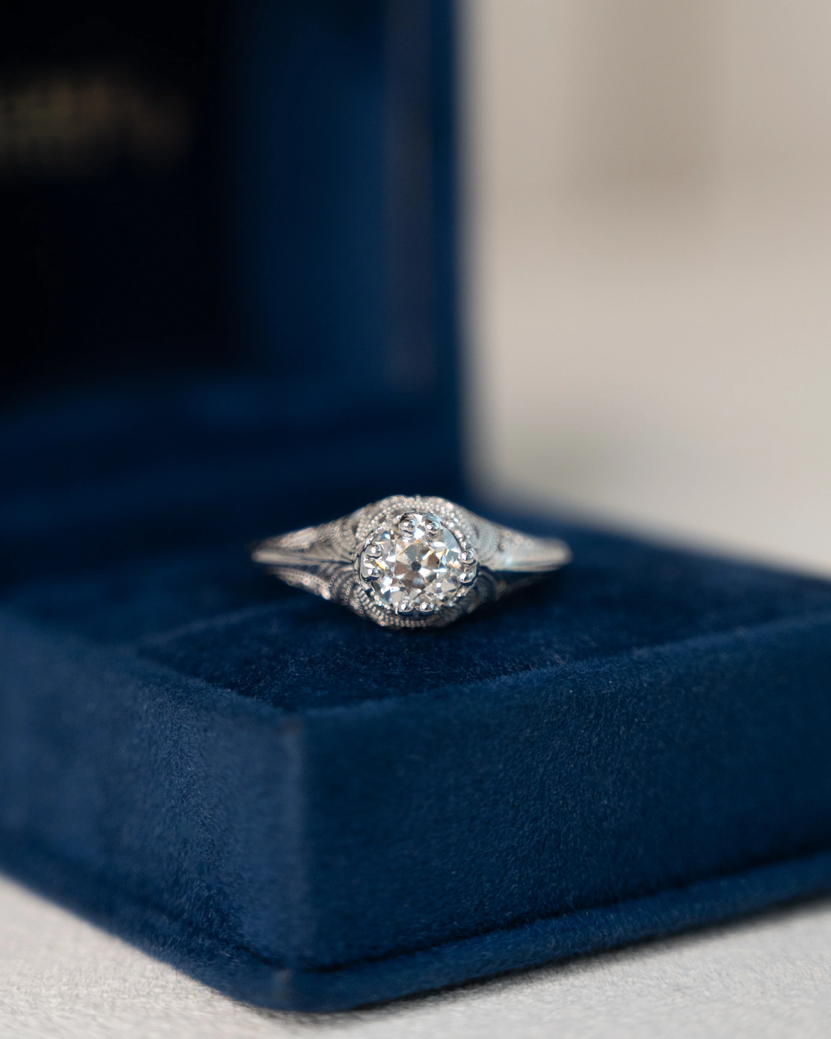 .87 Antique Deco European Diamond Engagement Ring 18k - Image 6