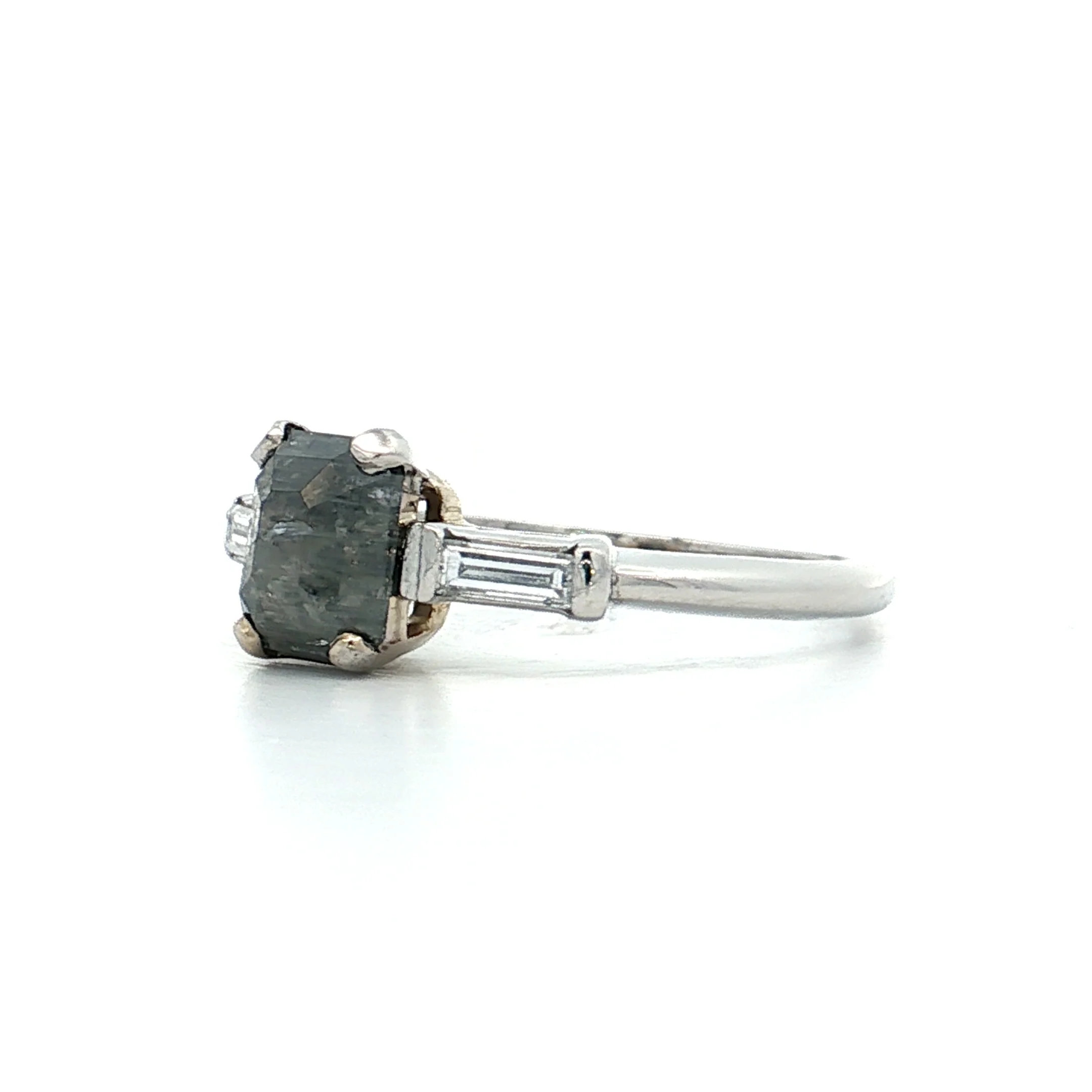 .87 Emerald Cut Salt & Pepper Diamond Engagement Ring - Image 2