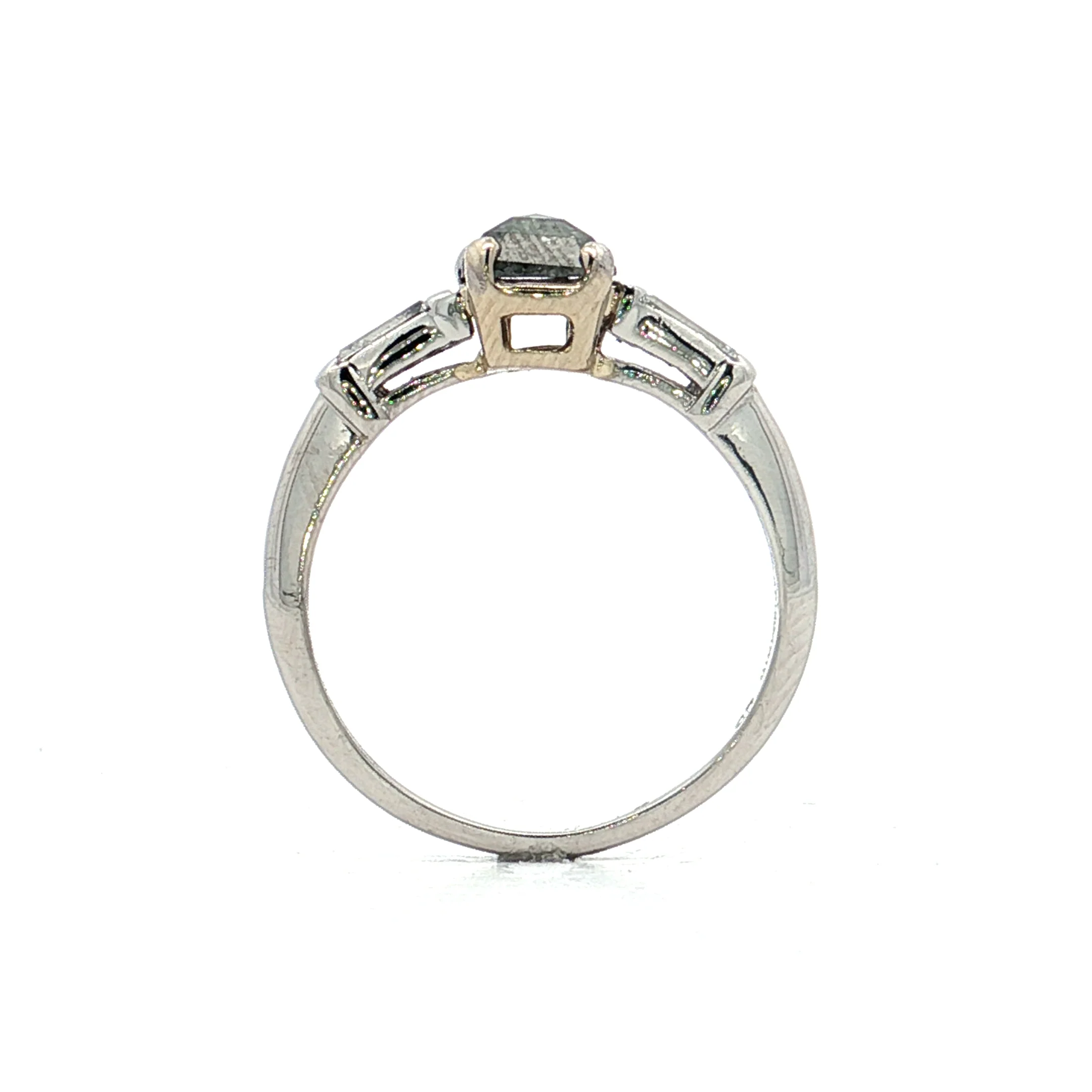 .87 Emerald Cut Salt & Pepper Diamond Engagement Ring - Image 4