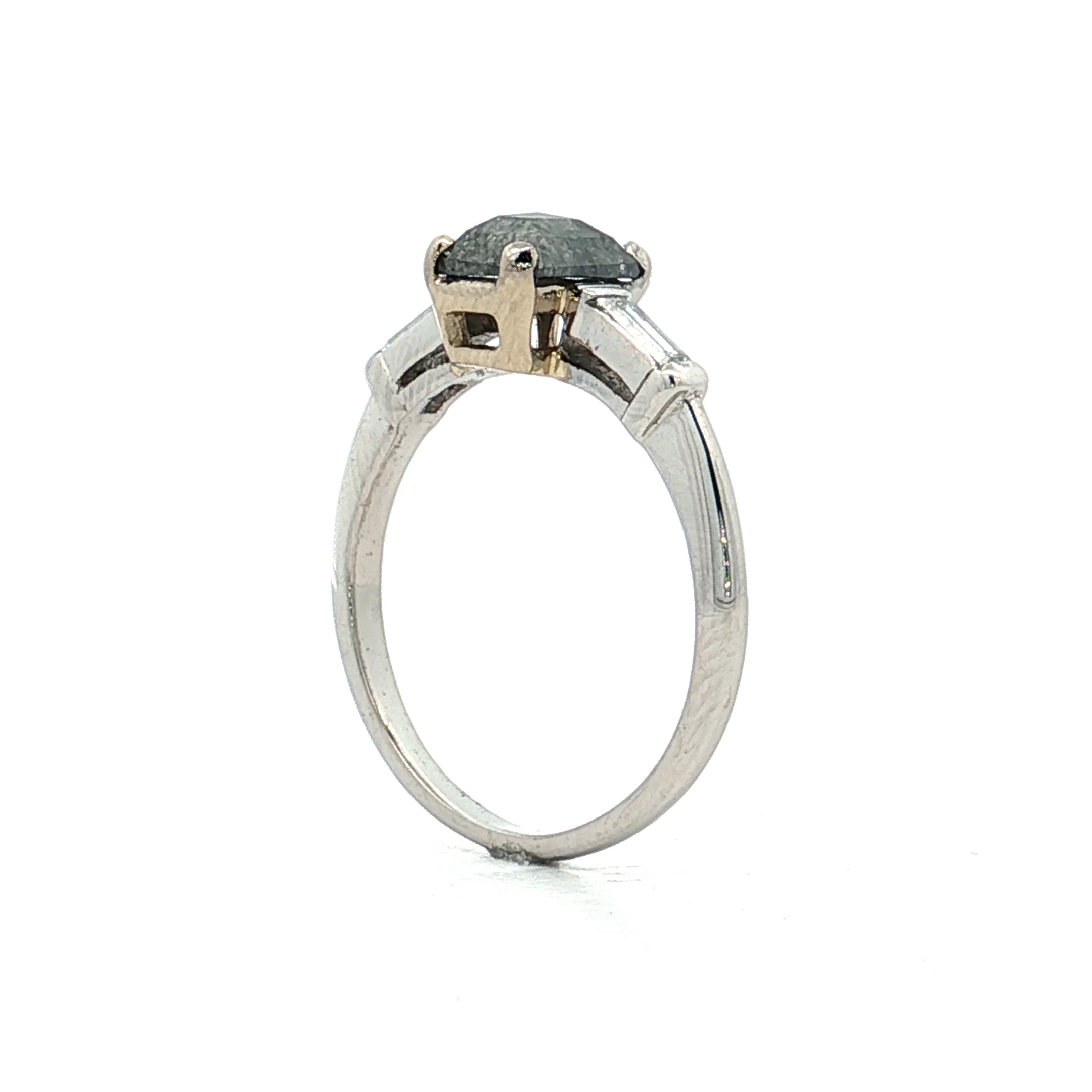 .87 Emerald Cut Salt & Pepper Diamond Engagement Ring - Image 5
