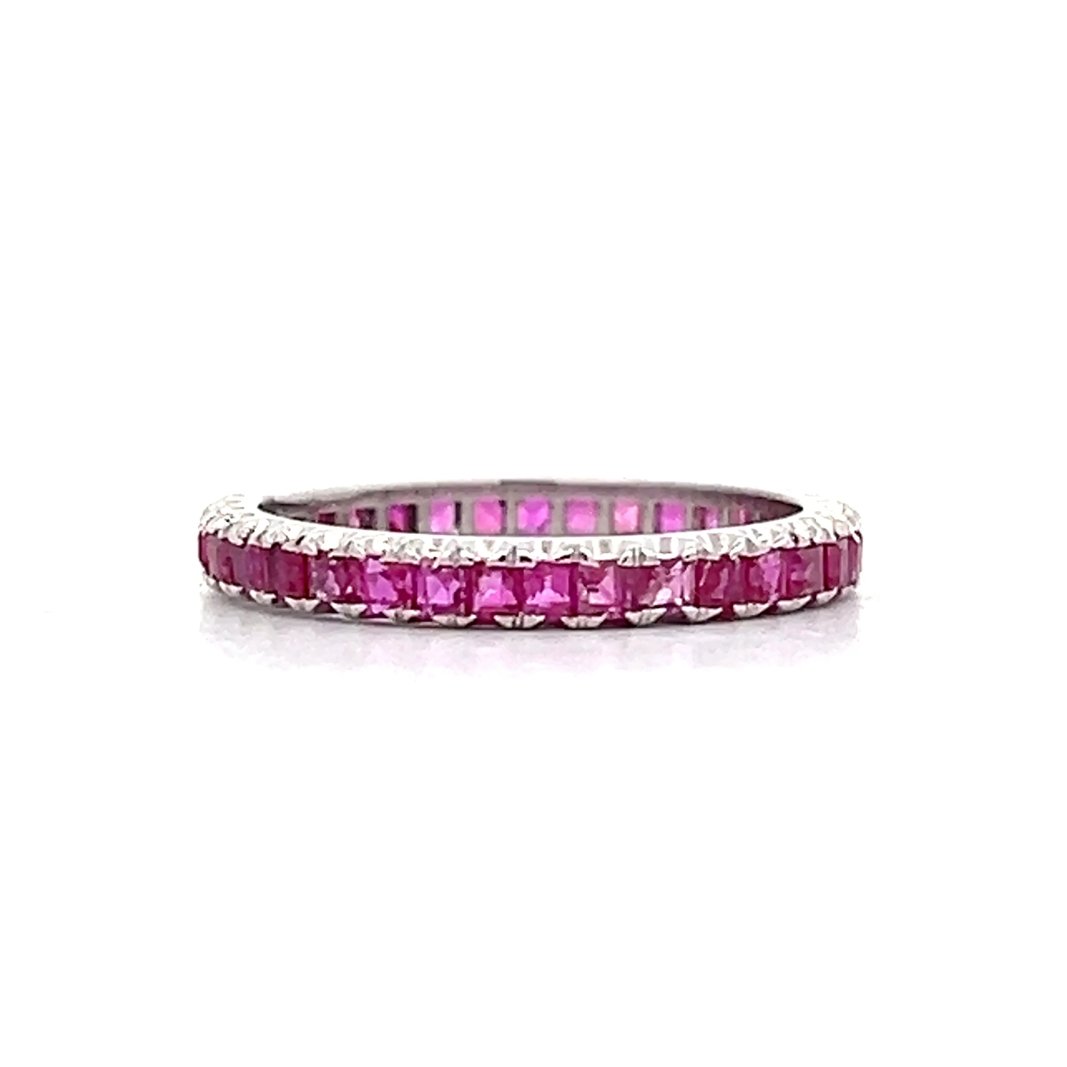 .87 Square Cut Ruby Eternity Band in 14k White Gold