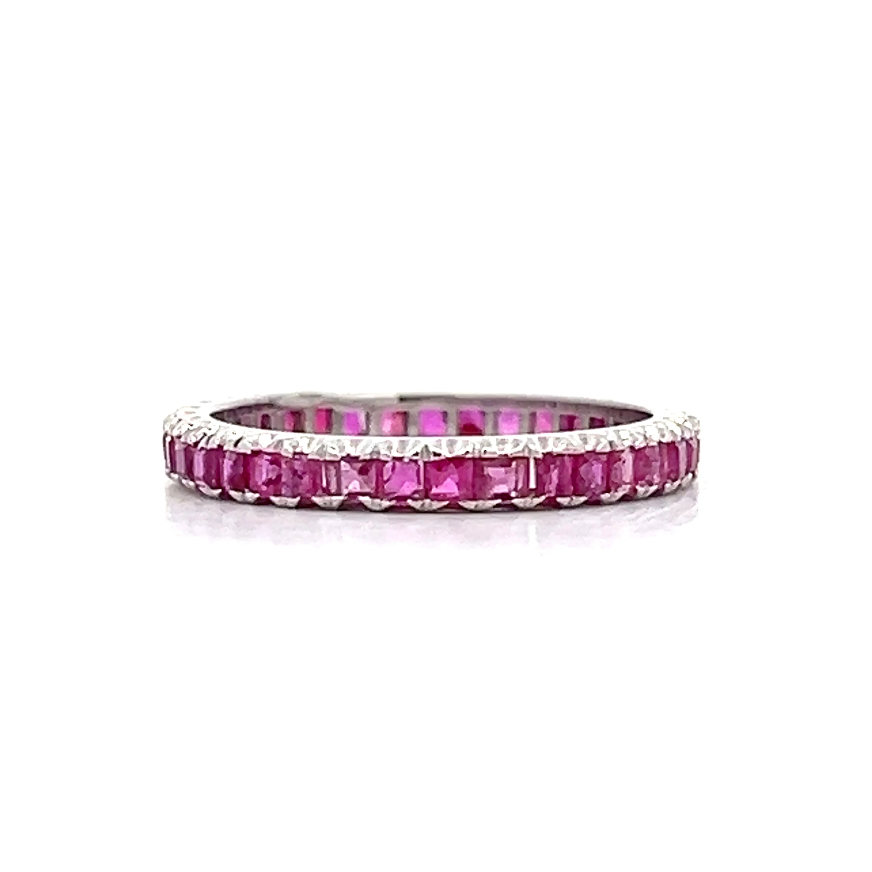 .87 Square Cut Ruby Eternity Band in 14k White Gold - Image 2
