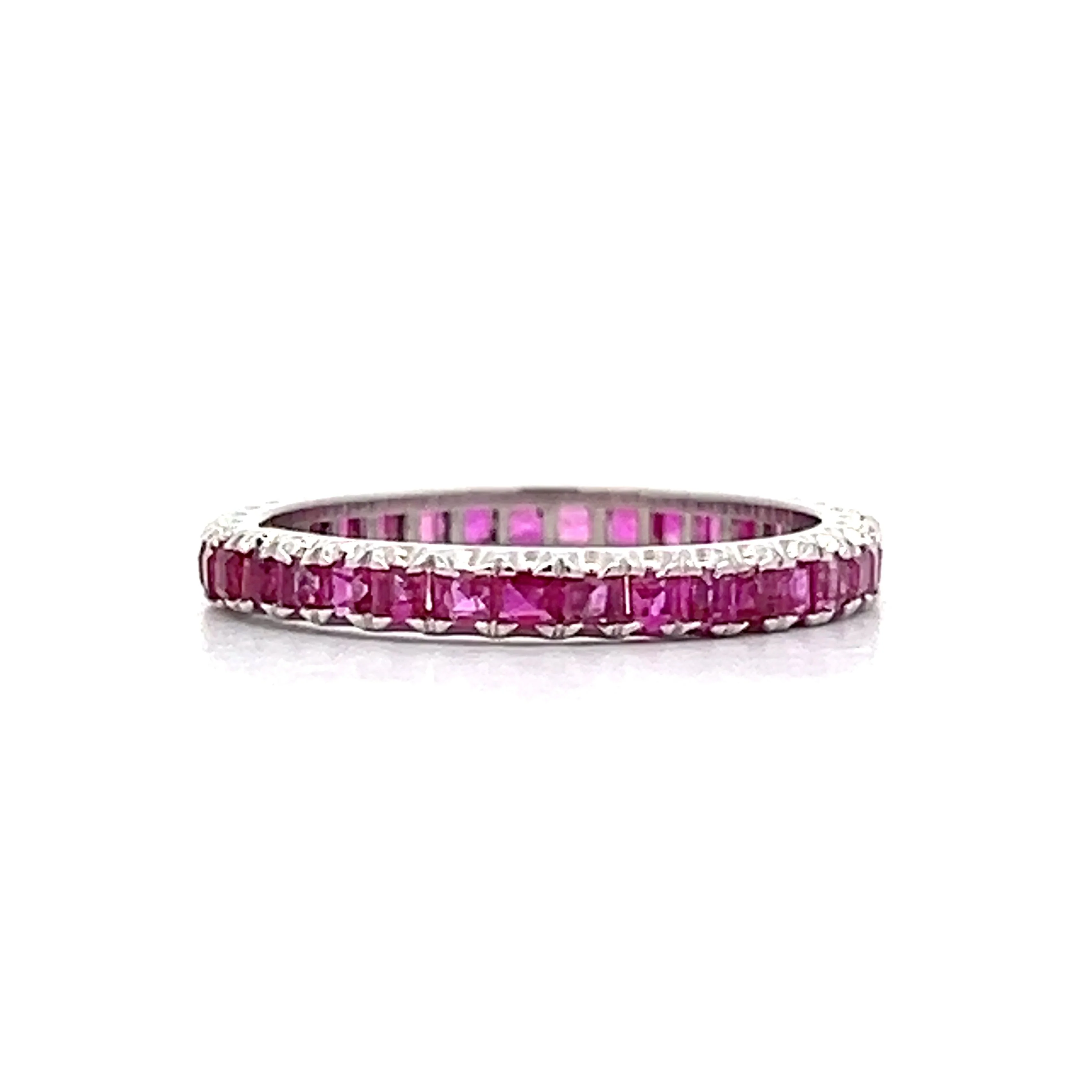 .87 Square Cut Ruby Eternity Band in 14k White Gold - Image 3