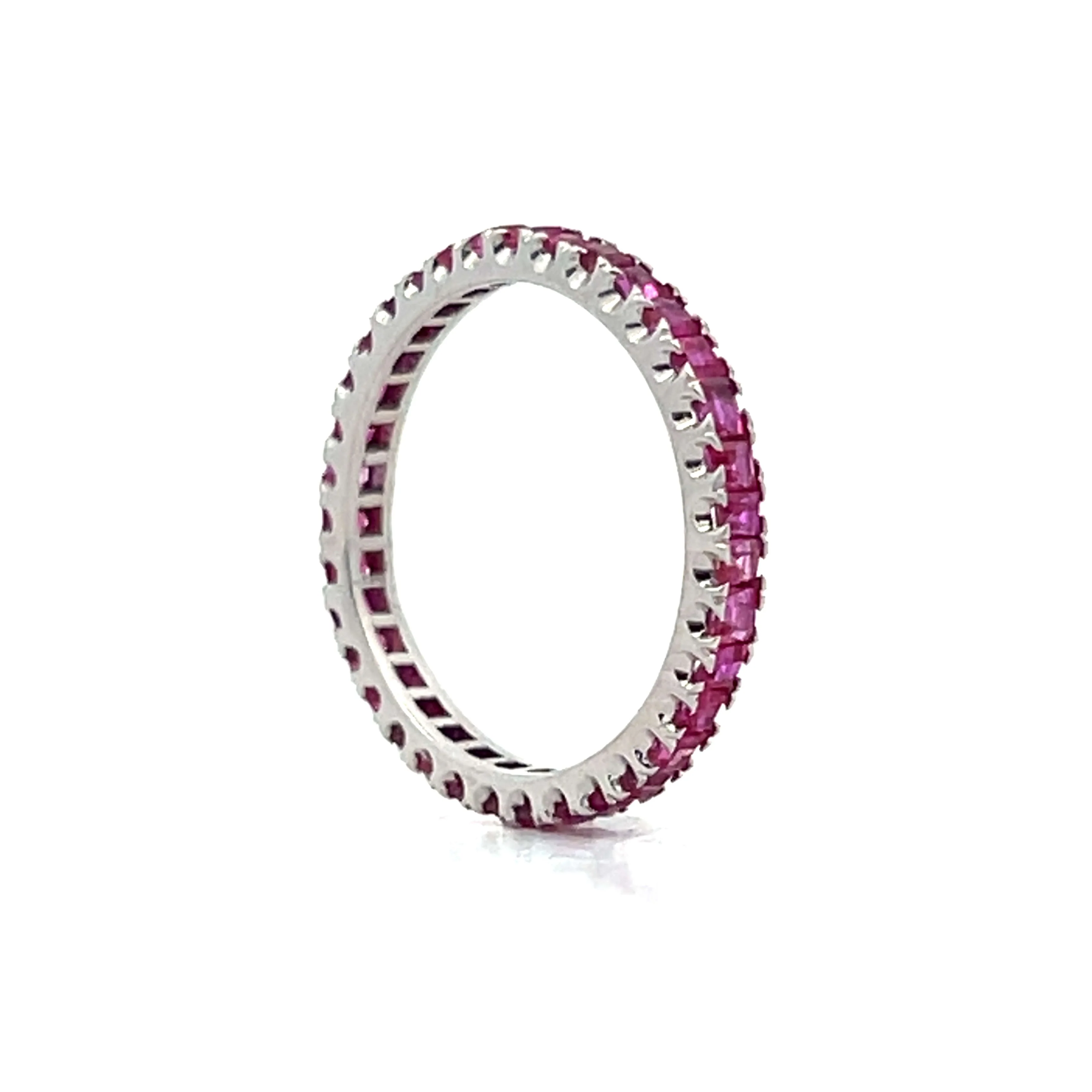 .87 Square Cut Ruby Eternity Band in 14k White Gold - Image 5