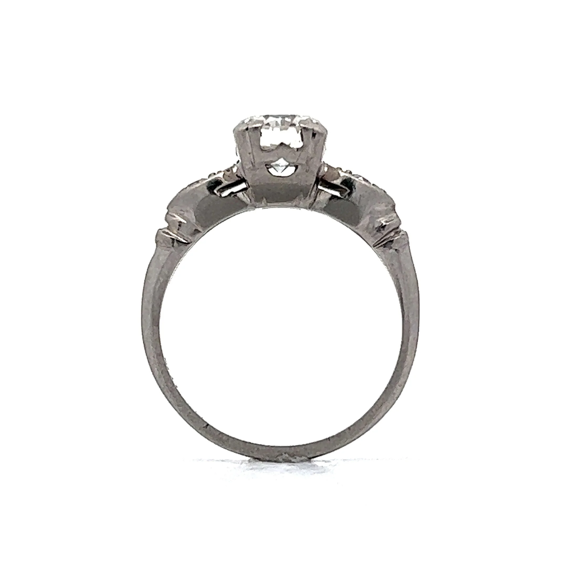 Vintage Three Stone Diamond Engagement Ring in Platinum - Image 4