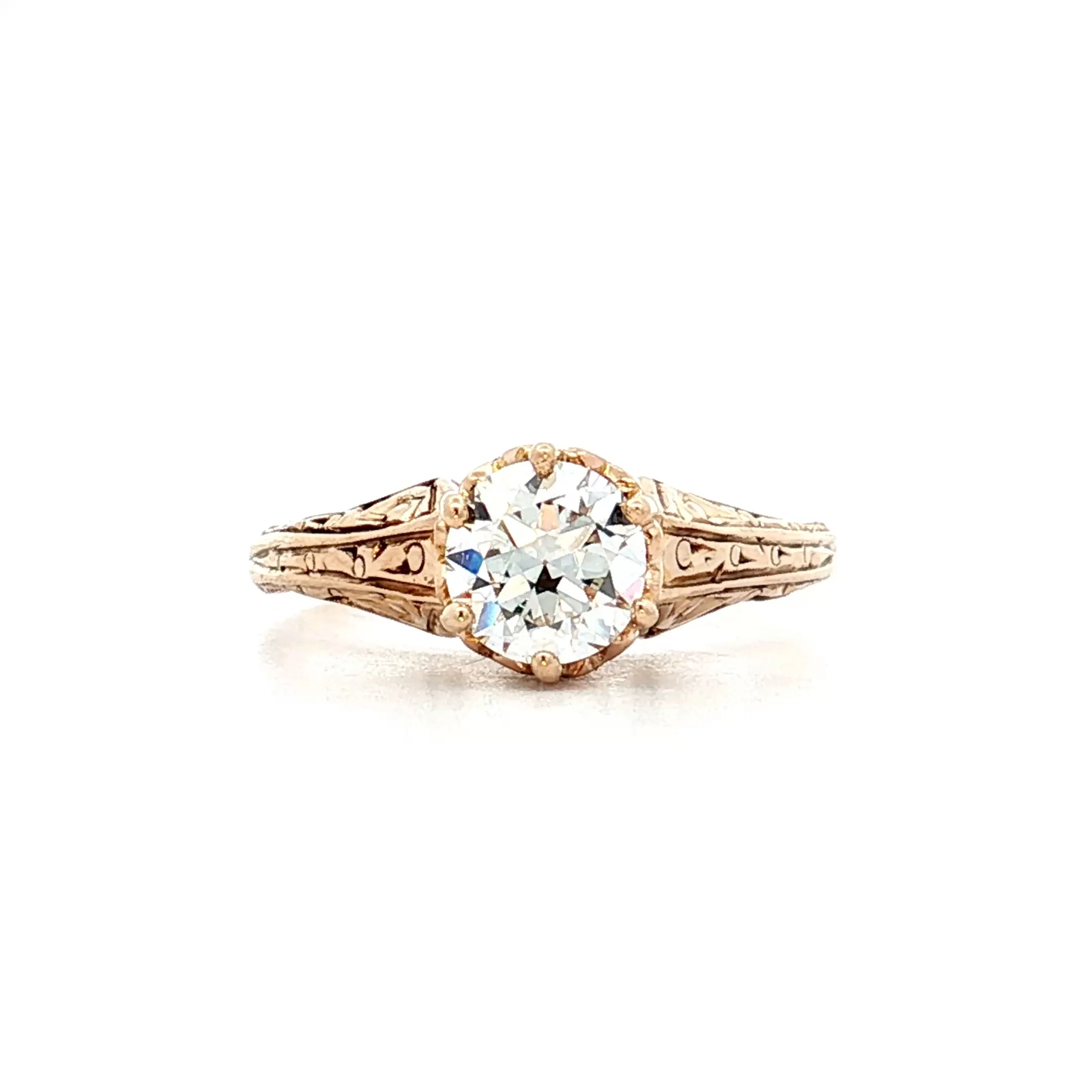 .88 Victorian Old European Diamond Engagement Ring 10k