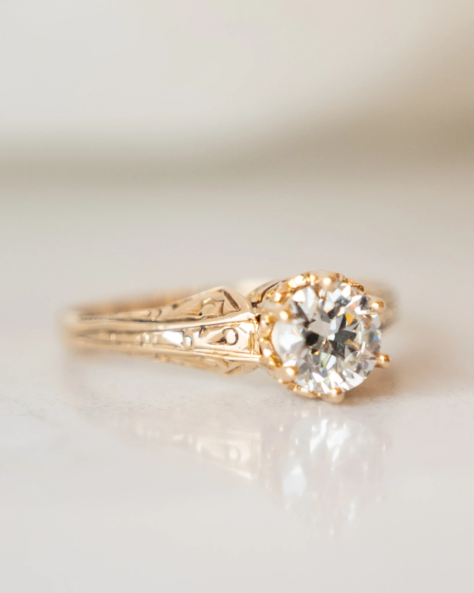 .88 Victorian Old European Diamond Engagement Ring 10k - Image 6