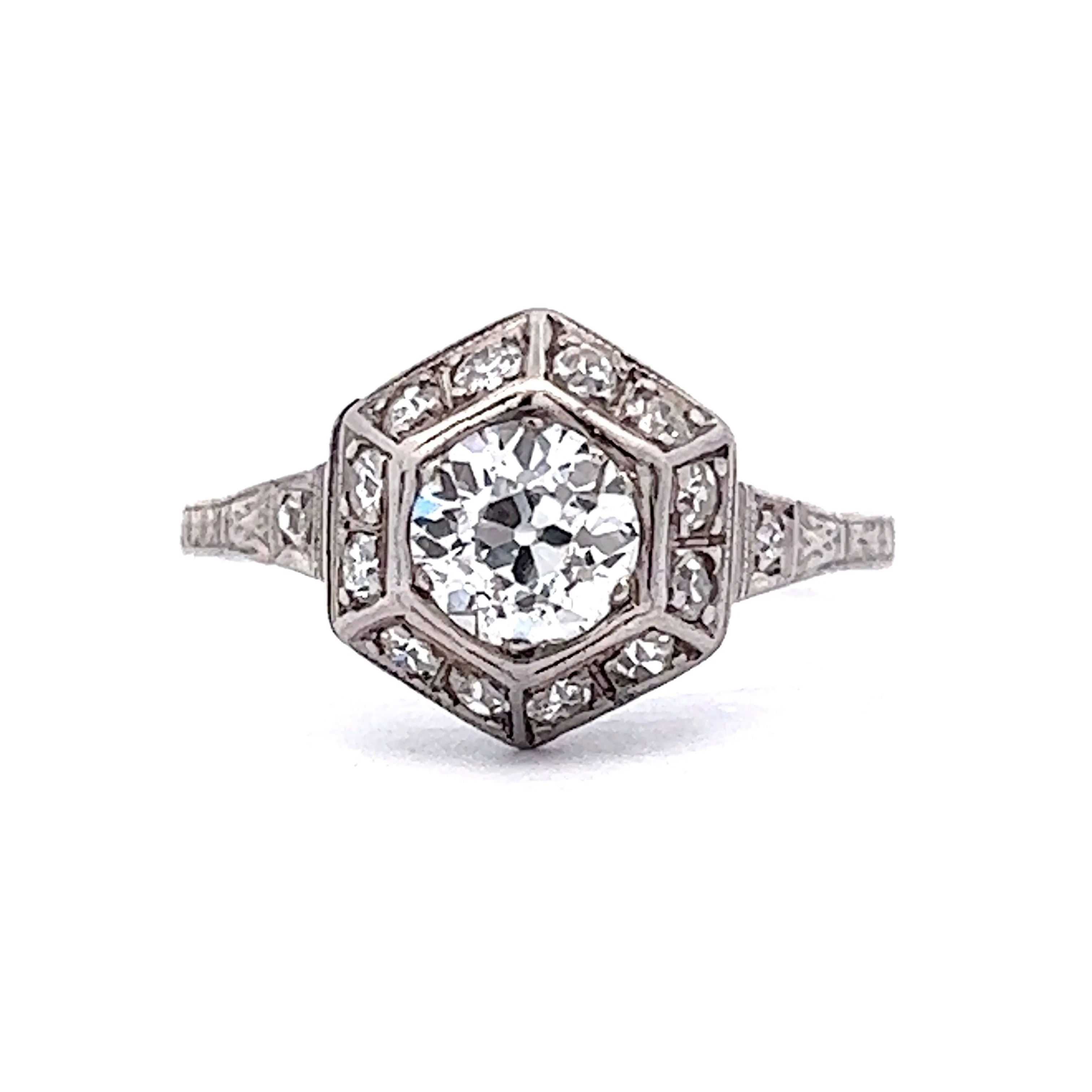 .88 Vintage Art Deco Diamond Engagement Ring in Platinum
