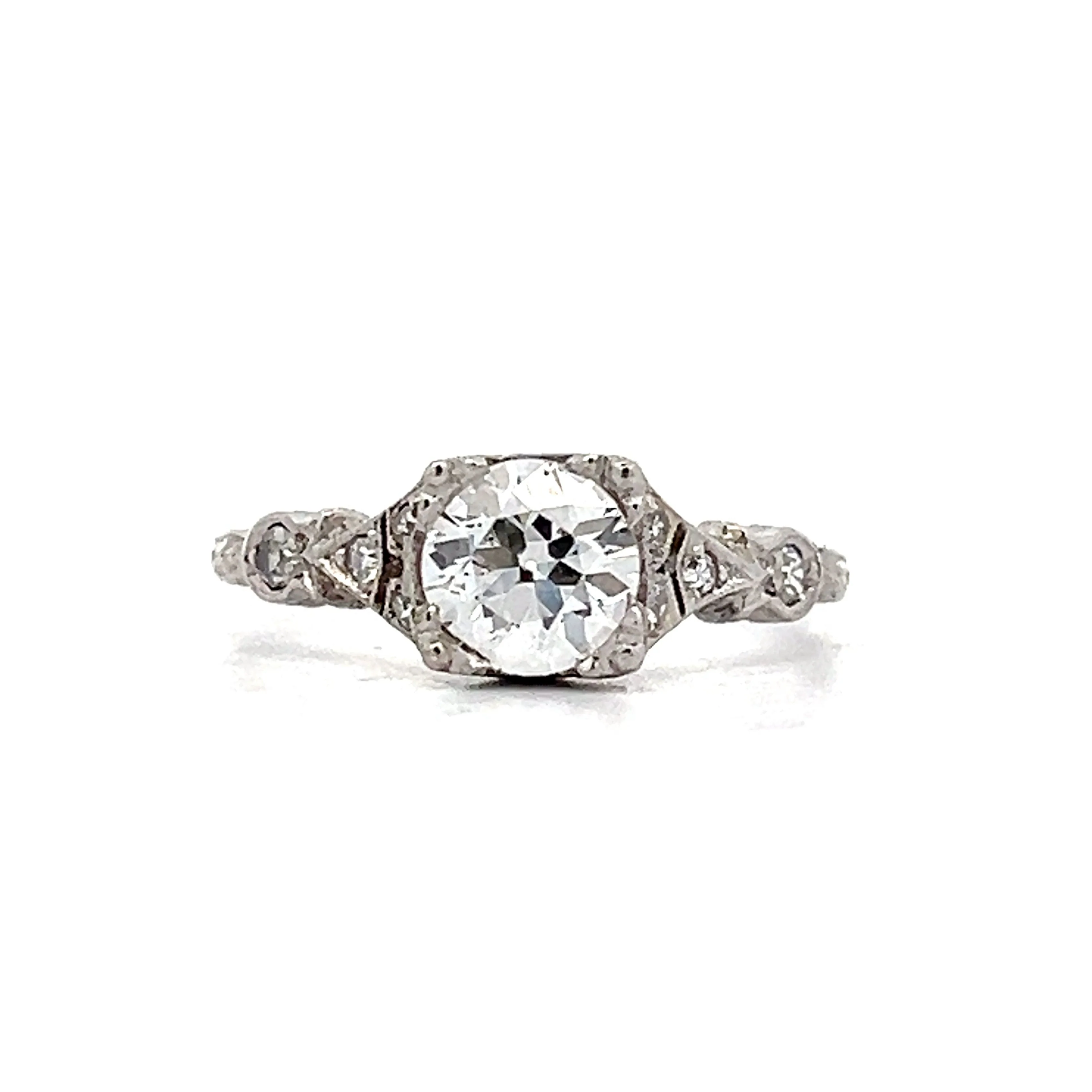 .88 Vintage Old European Diamond Engagement Ring in Platinum