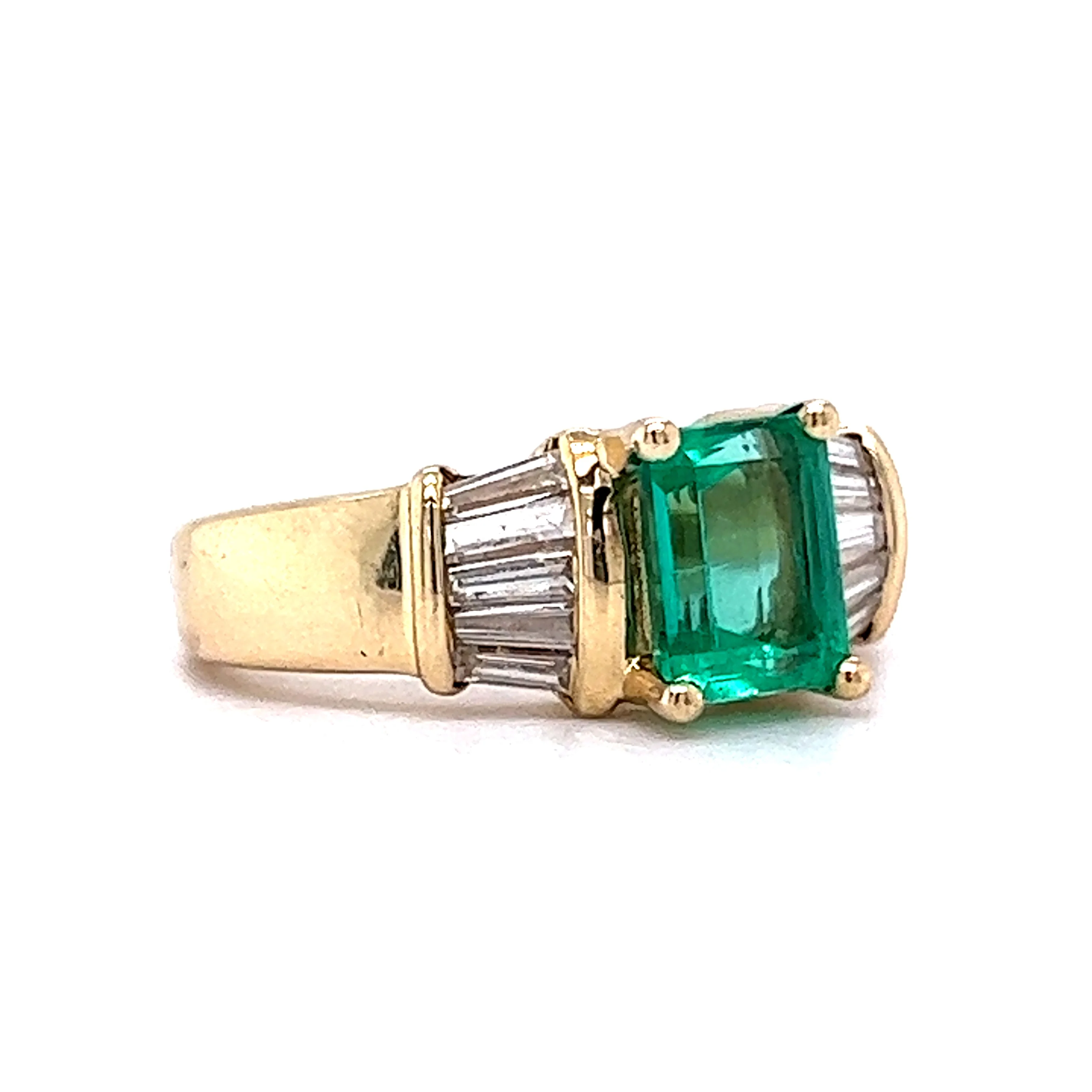 .88 Emerald & Diamond Engagement Ring in 14k Yellow Gold - Image 3