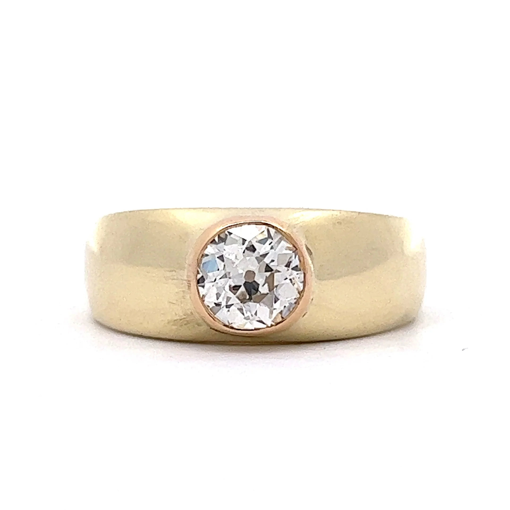 .88 Art Deco European Diamond Engagement Ring in 14k Yellow Gold