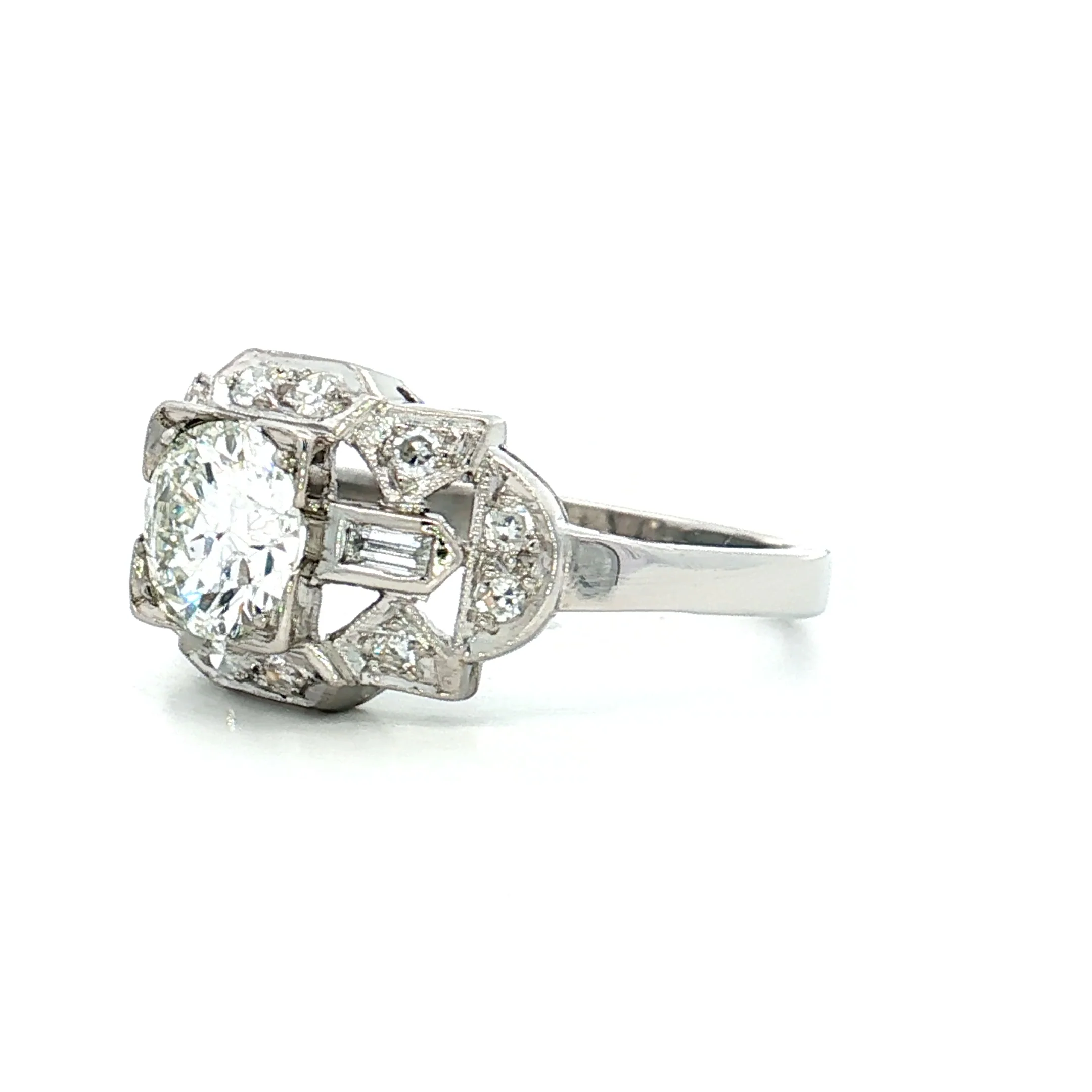 .89 Antique Old European Diamond Engagement Ring Platinum - Image 2