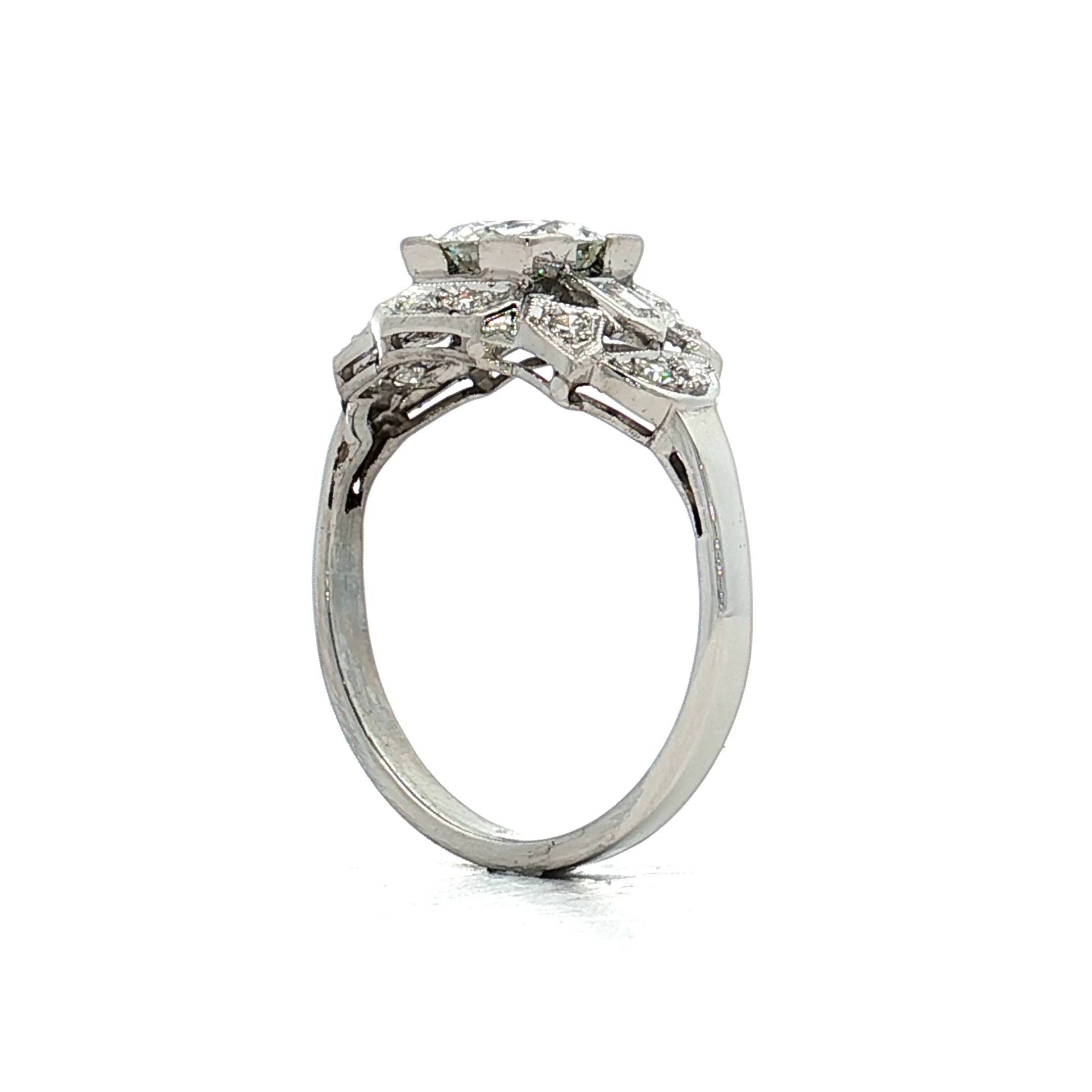 .89 Antique Old European Diamond Engagement Ring Platinum - Image 5