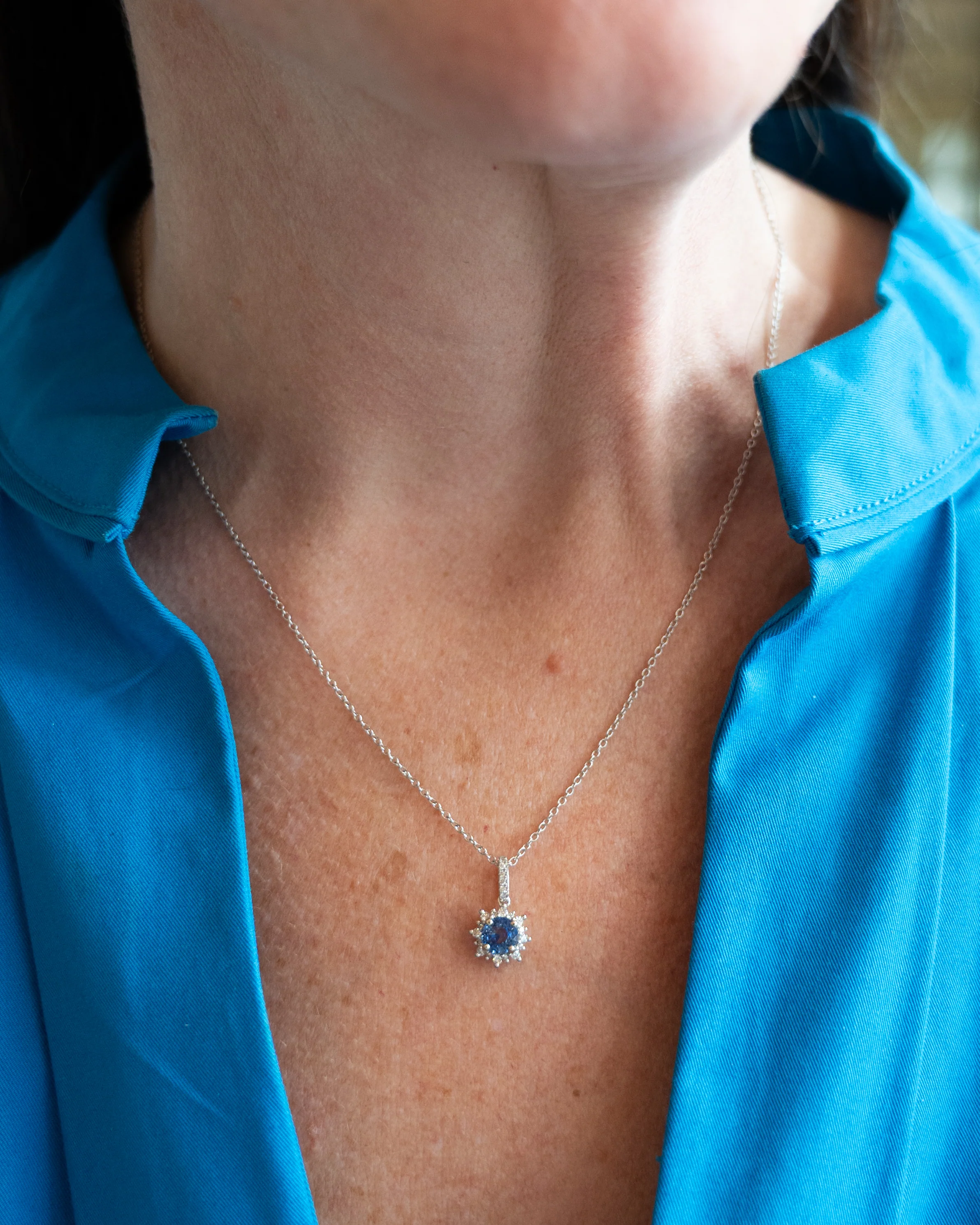 .89 Sapphire & Diamond Pendant Necklace in 14k - Image 6