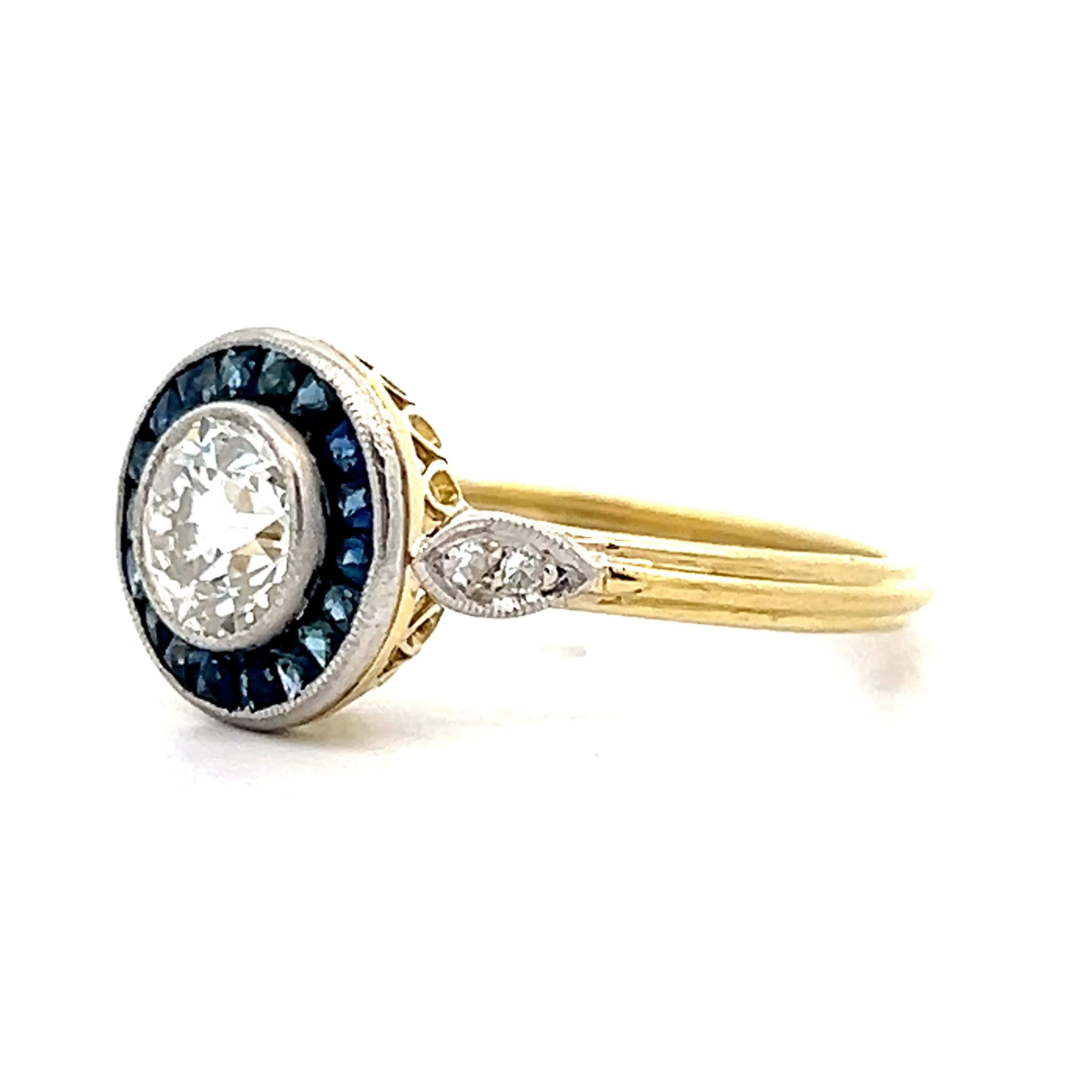 .89 Vintage Art Deco Halo Engagement Ring in 18k Yellow Gold - Image 2