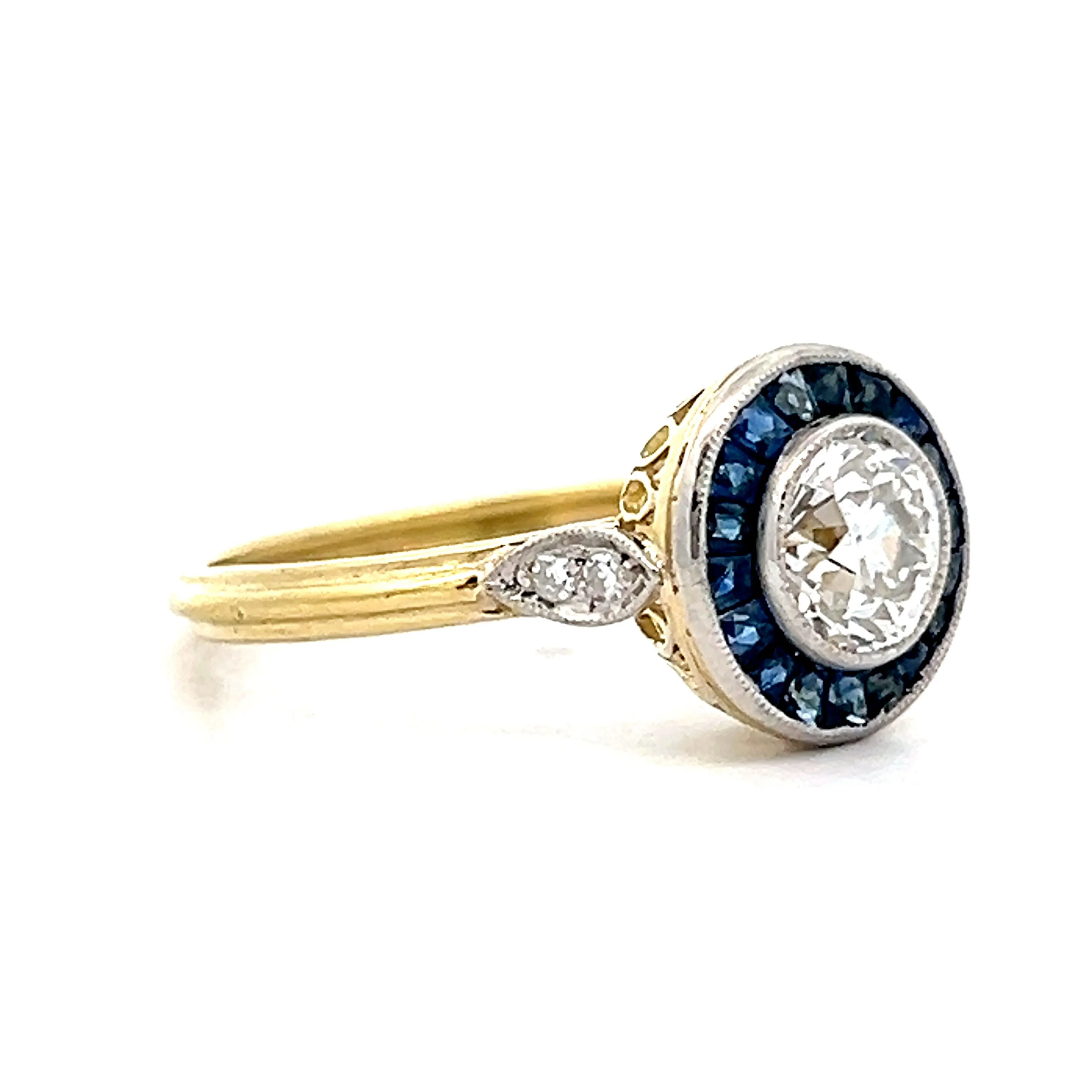 .89 Vintage Art Deco Halo Engagement Ring in 18k Yellow Gold - Image 3