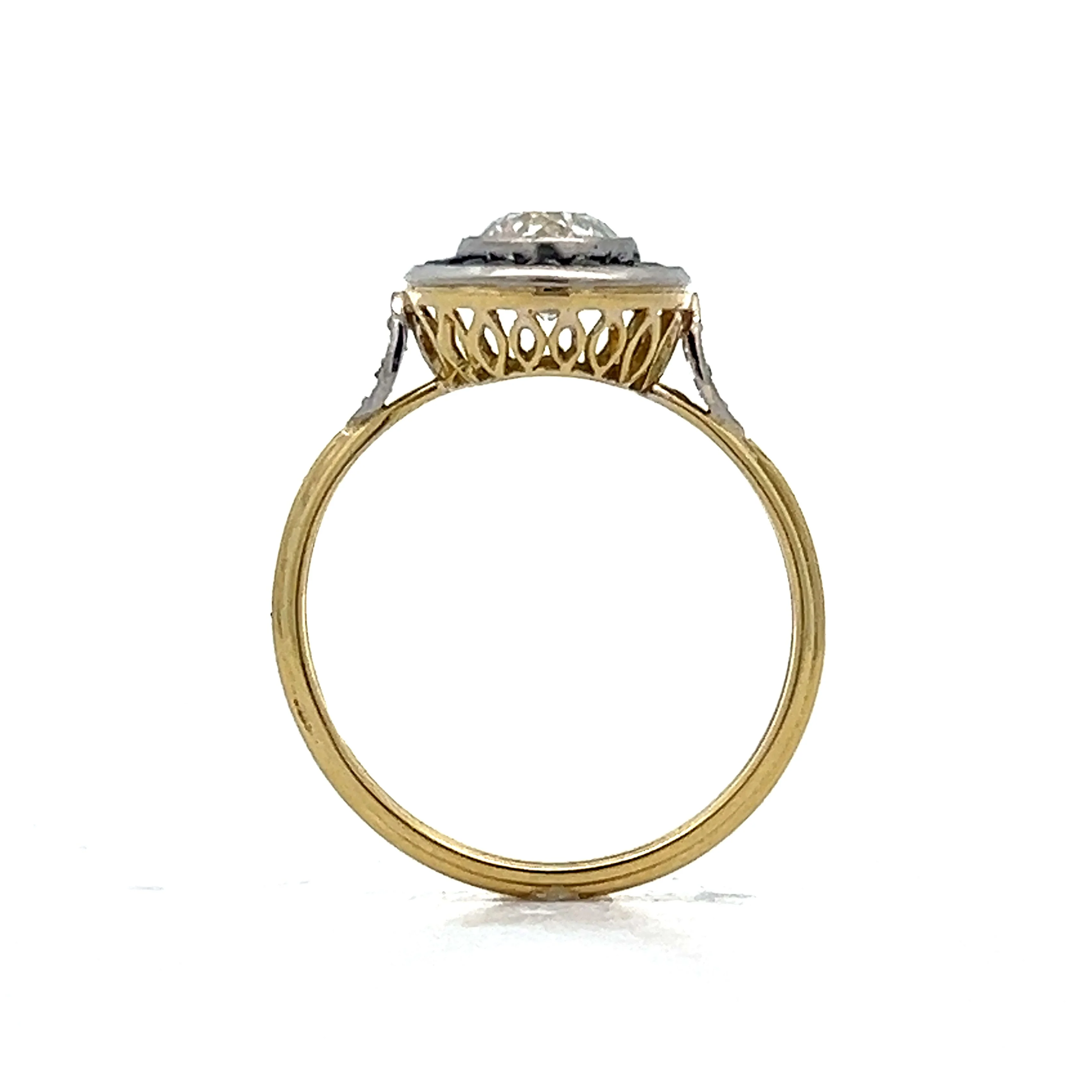 .89 Vintage Art Deco Halo Engagement Ring in 18k Yellow Gold - Image 4